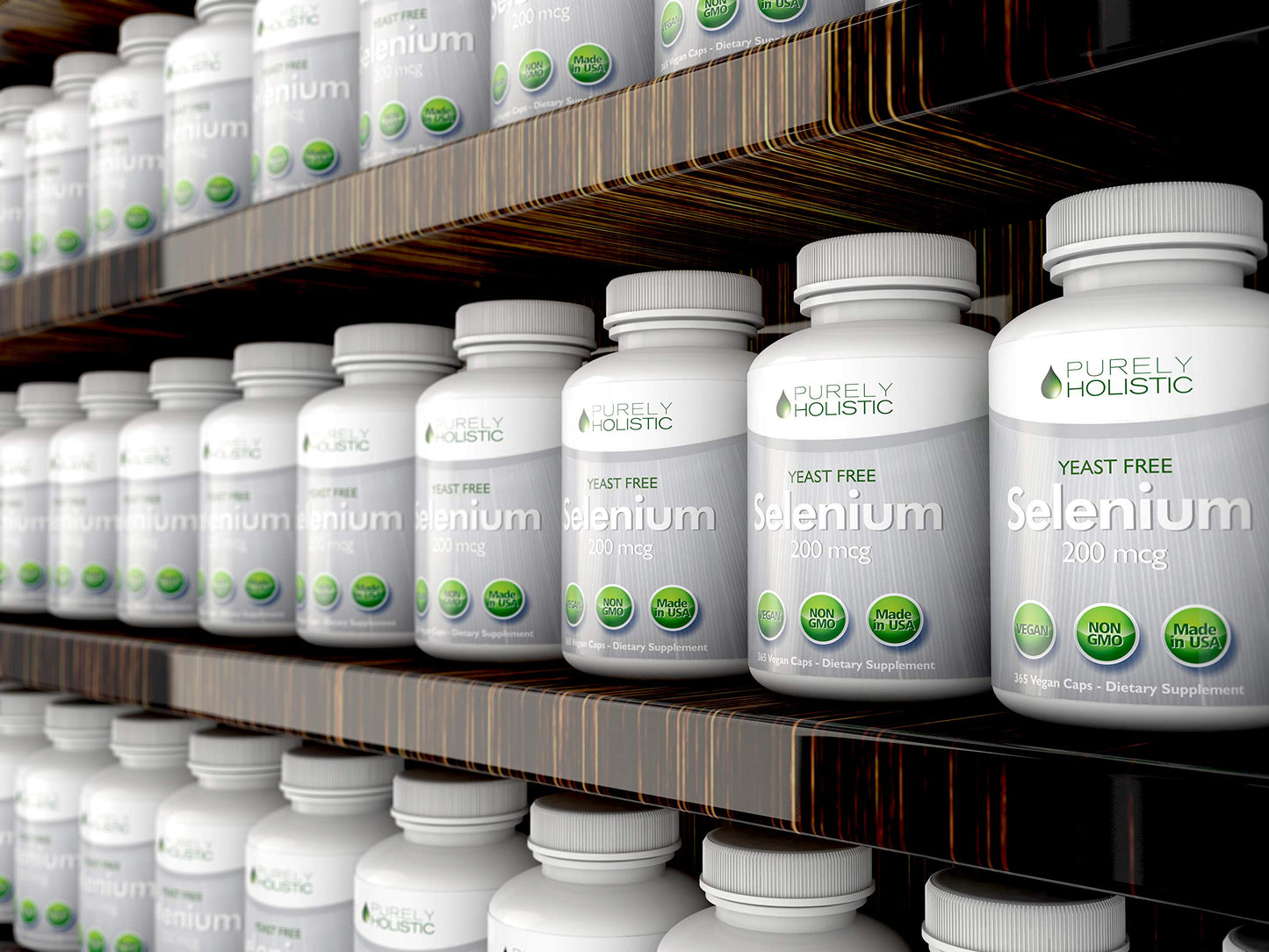 Purely Holistic Selenium 200mcg Vegan Capsules - L-Selenomethionine, Antioxidant Trace Mineral, Made in USA, 365 Capsules