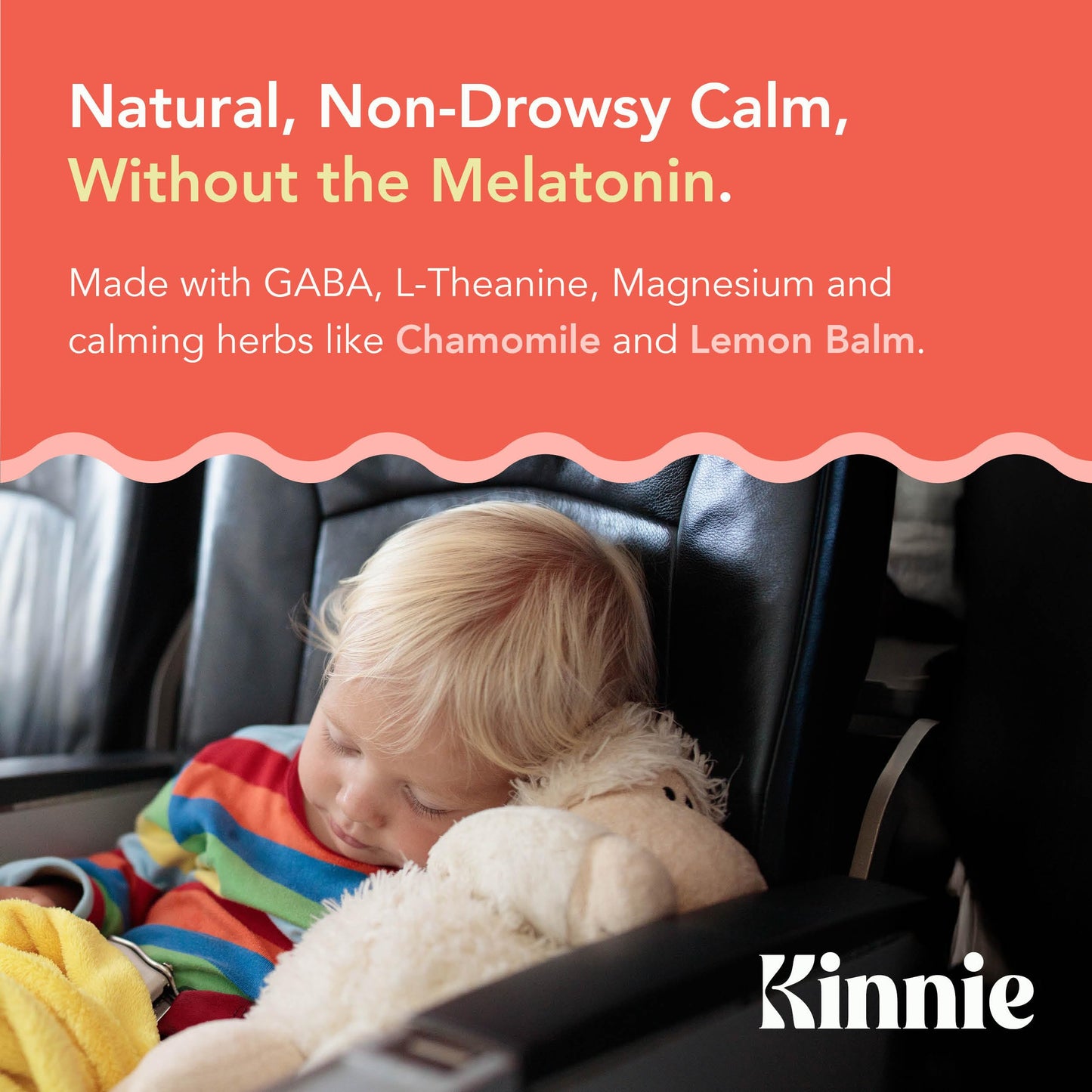 Kinnie Calming Sugar Free Vitamin Mix for Kids - Grape Flavor, Melatonin Free - Herbal/Magnesium Supplement for Bedtime, Focus & Travel Powder 30