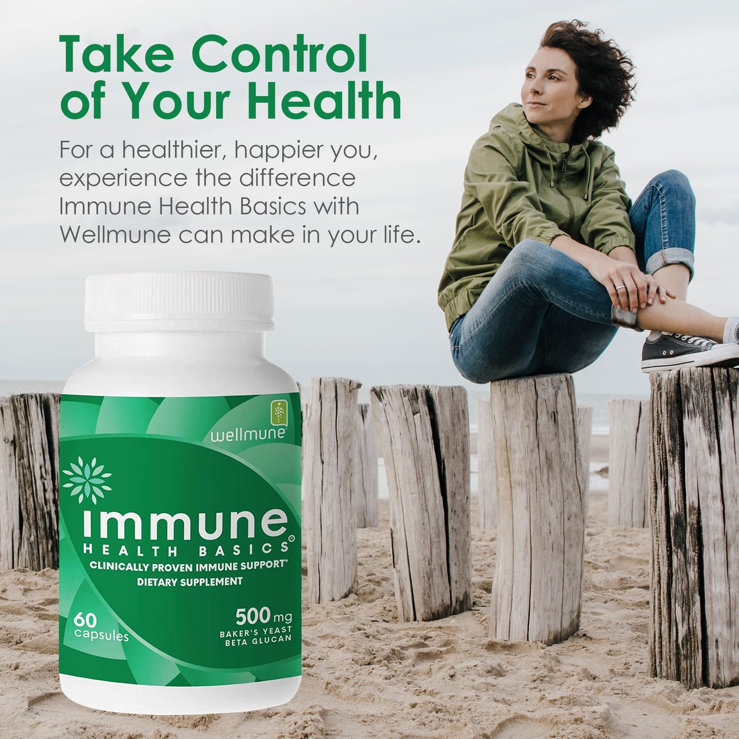 Immune Health Basics Ultra Strength Immunity - Clinically Proven Immune Support Wellmune Highly Purified Beta Glucan Capsules 60