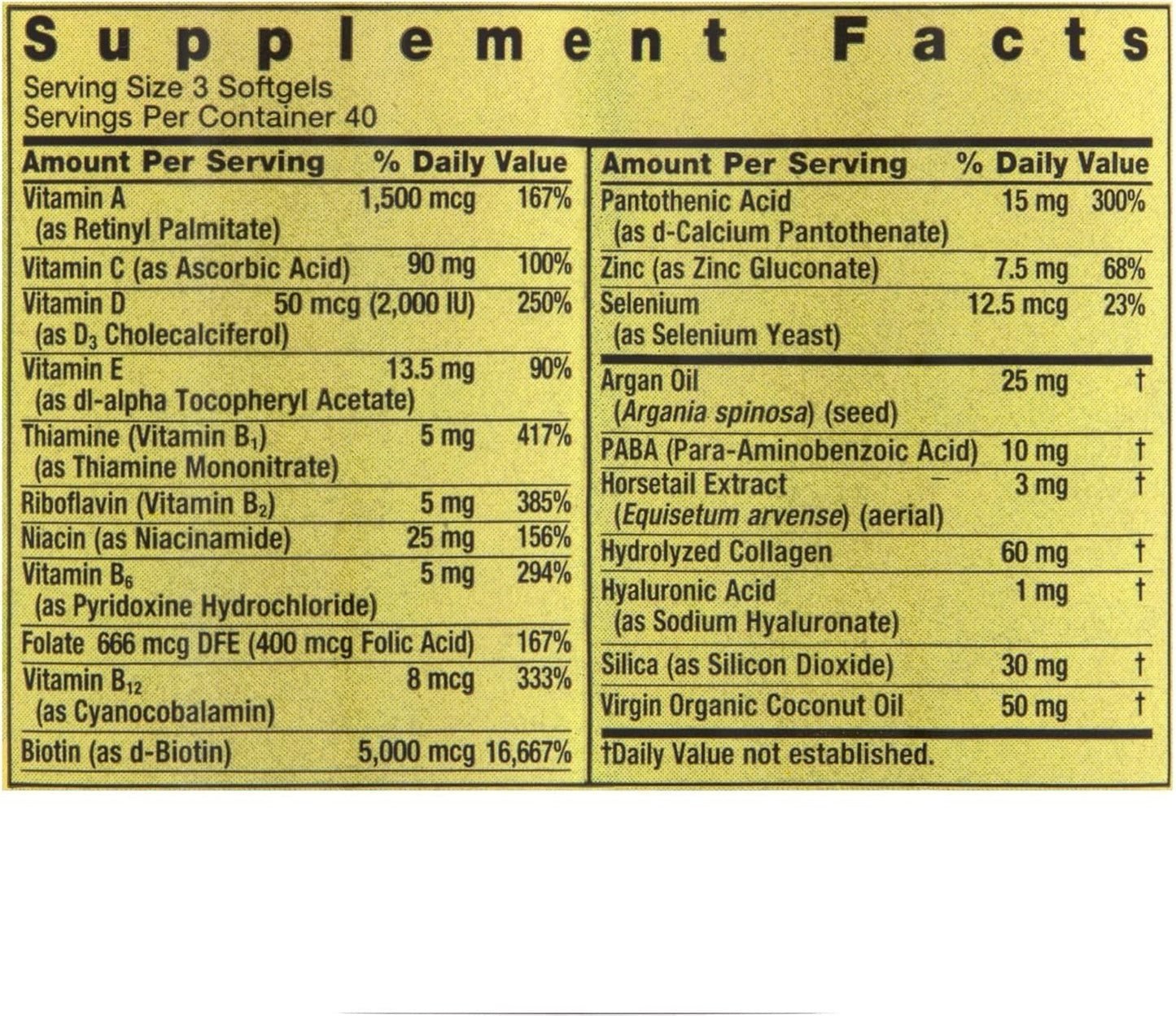 BASKETGOODS Hair, Skin, & Nails Collagen Support Softgels, 5000 mcg Biotin, 120 Count
