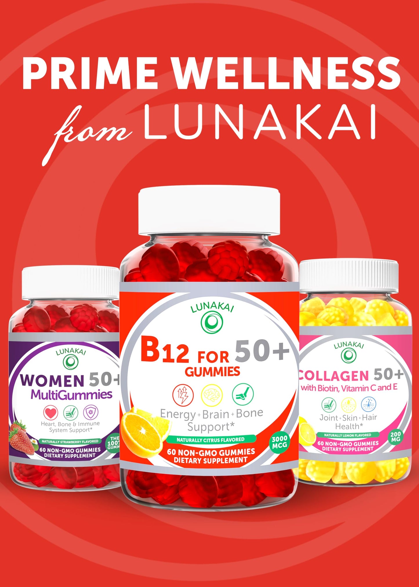 Lunakai Vitamin B12 Gummies 60 Count