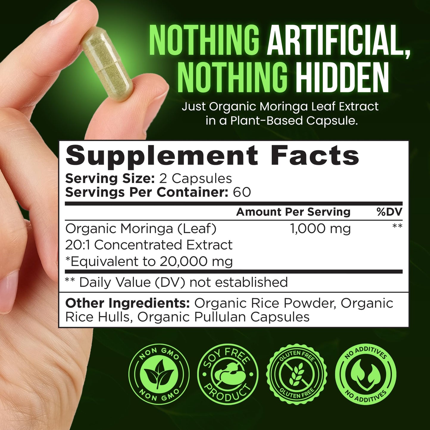 OmniBiotics Organic Moringa Capsules 1000mg Capsule, 120 Count