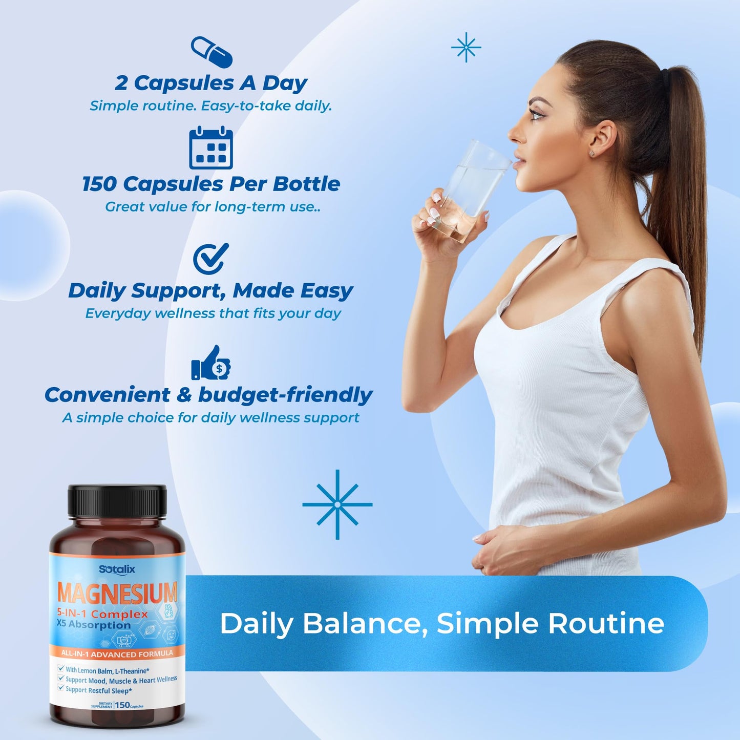 SOTALIX SUPPLEMENT Magnesium 5-in-1 Complex Capsule 150 Capsules