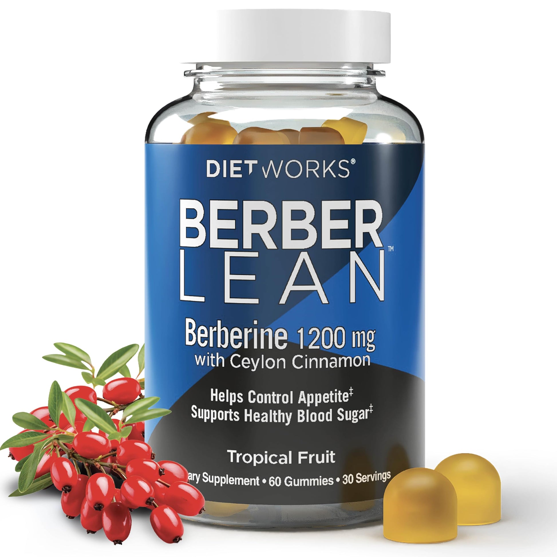 DietWorks BerberLean Gummies with Ceylon Cinnamon, Berberine Gummies, Gummies, 60 Count