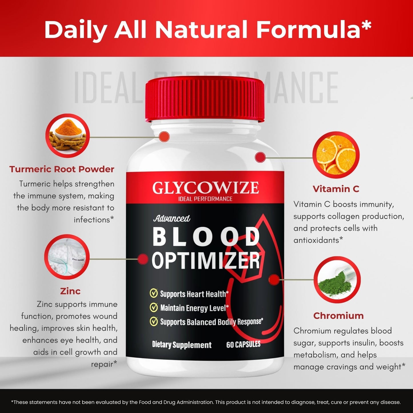 IDEAL PERFORMANCE Glycowize Blood Optimizer Capsules, 300 Count