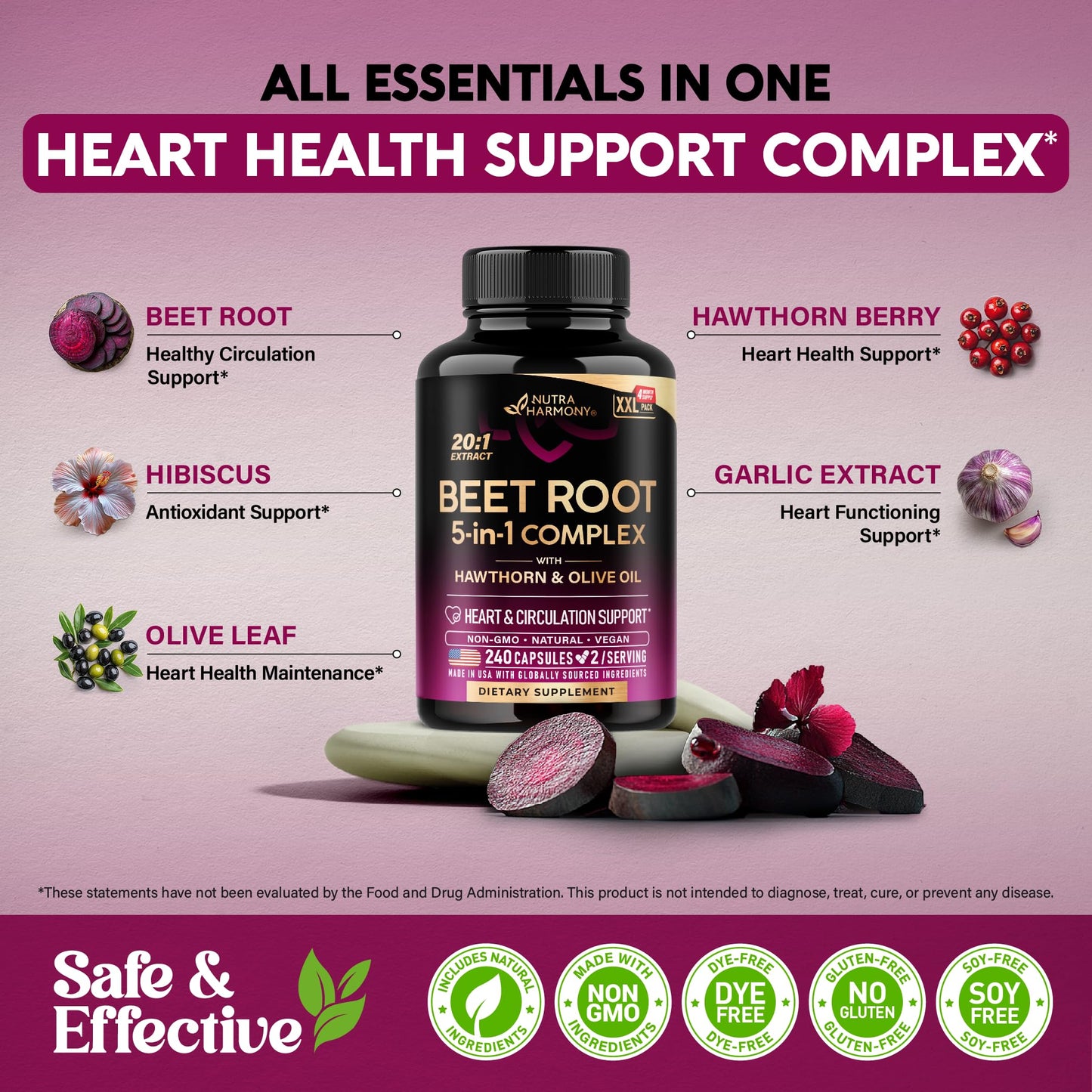 NutraHarmony Beet Root 5-in-1 Complex Capsules 240