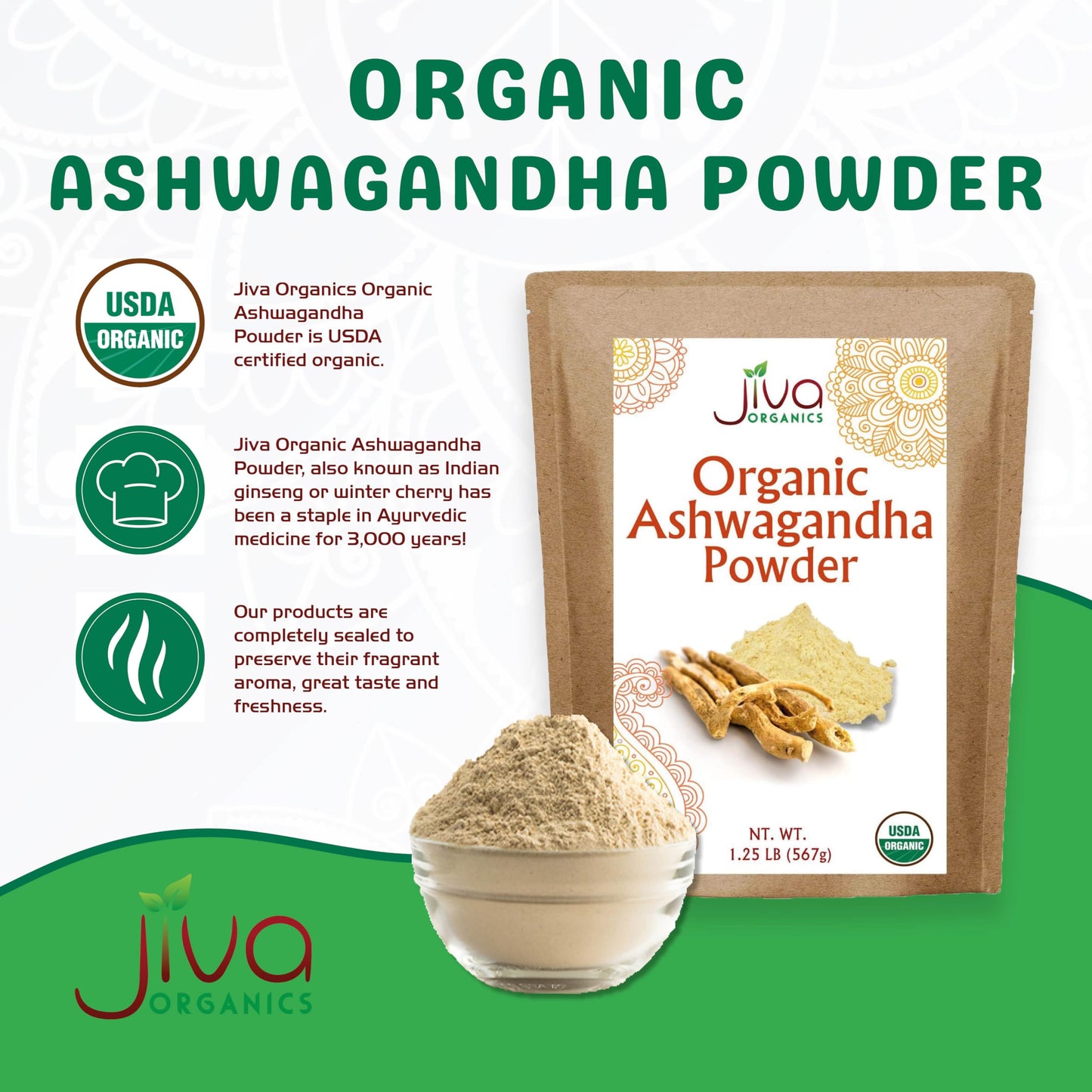 Jiva Organics Ashwagandha Root Powder 20 oz