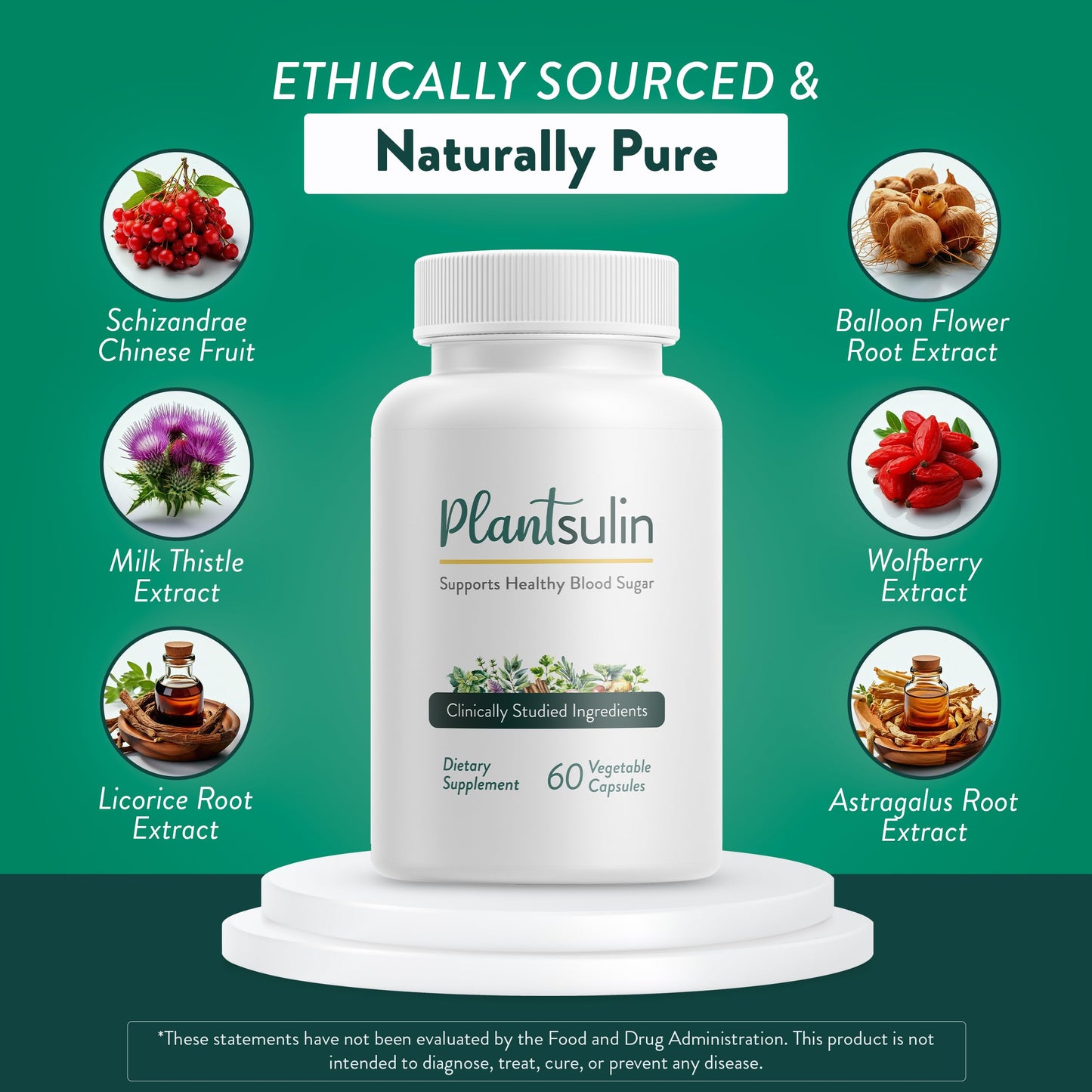Plantsulin Blood Sugar Support - 11 Plant Extracts Capsules, 180 Count