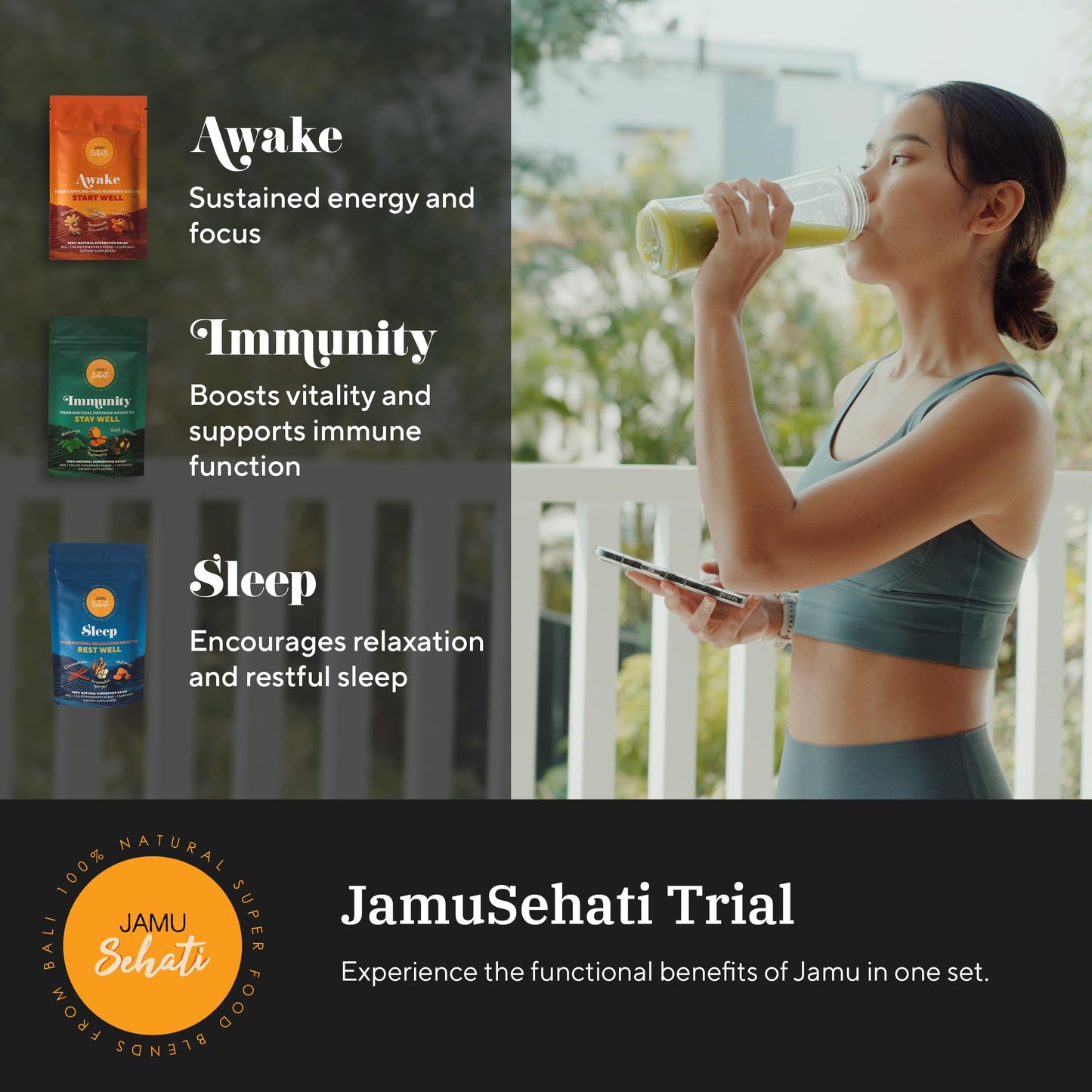 JAMUSEHATI Variety Pack Natural Superfoods Blend from Bali Powder, 3.17 Ounce