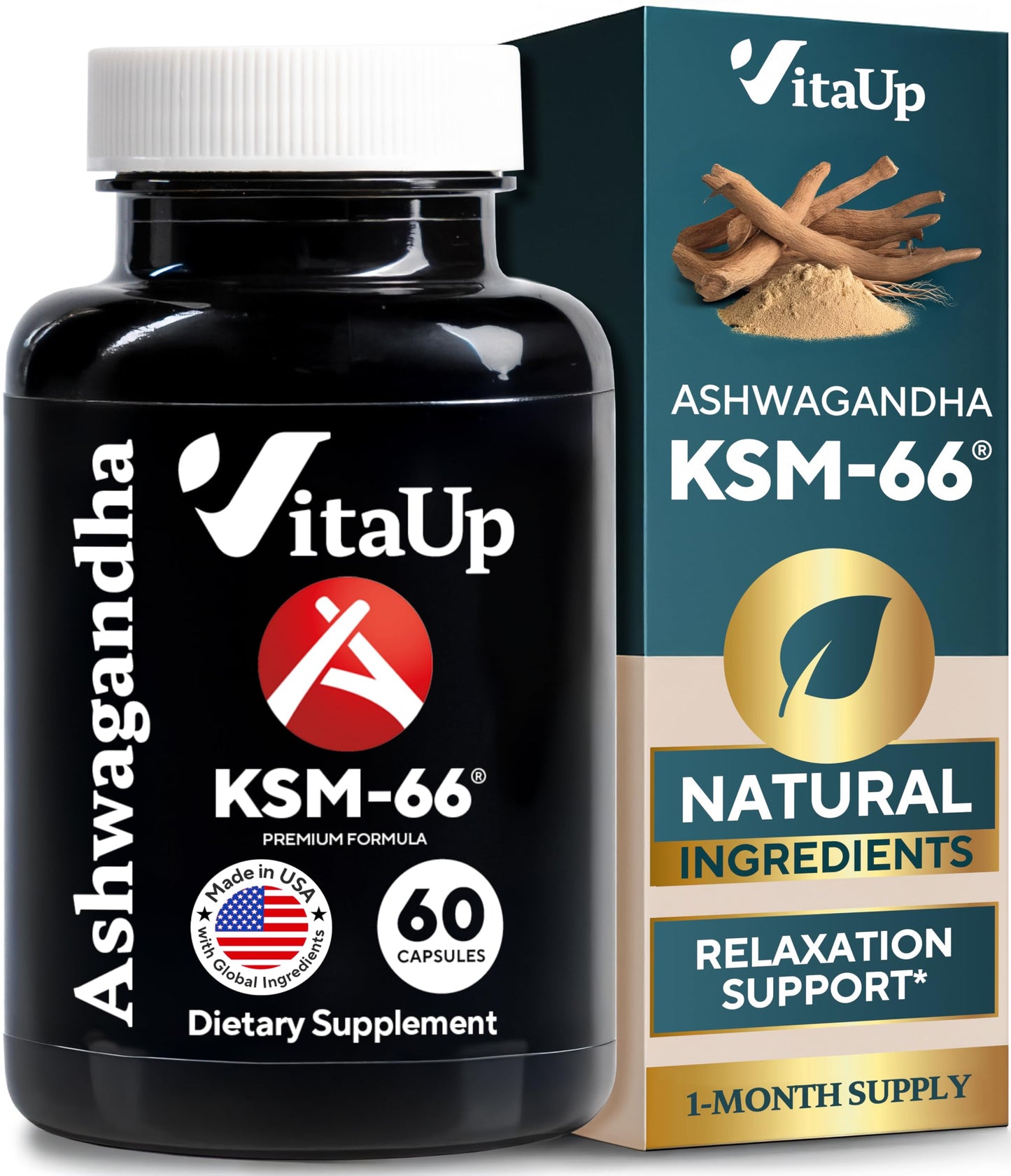 VitaUp Ashwagandha KSM-66 with Black Pepper Capsule 60 Count