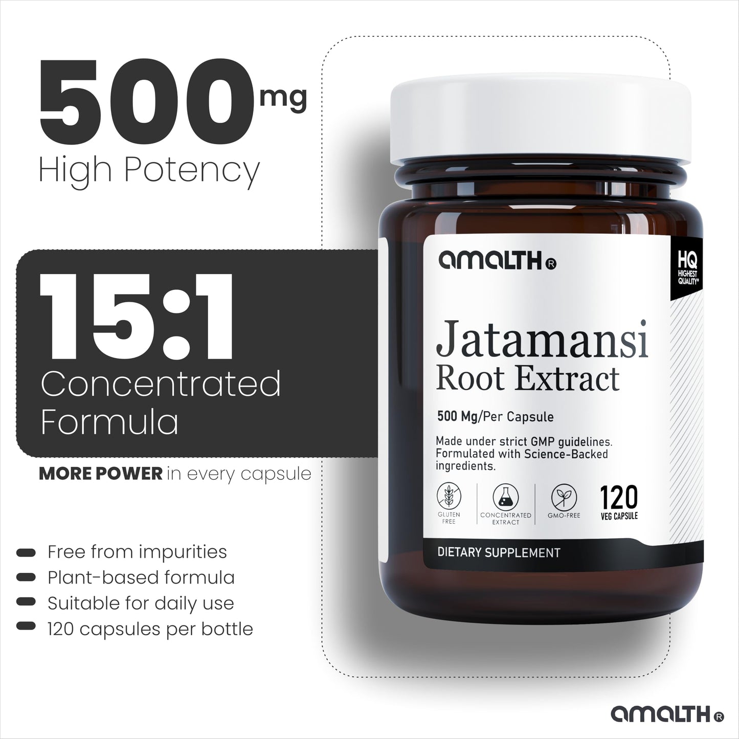AMALTH Jatamansi 500 mg, 120 Veg Capsules