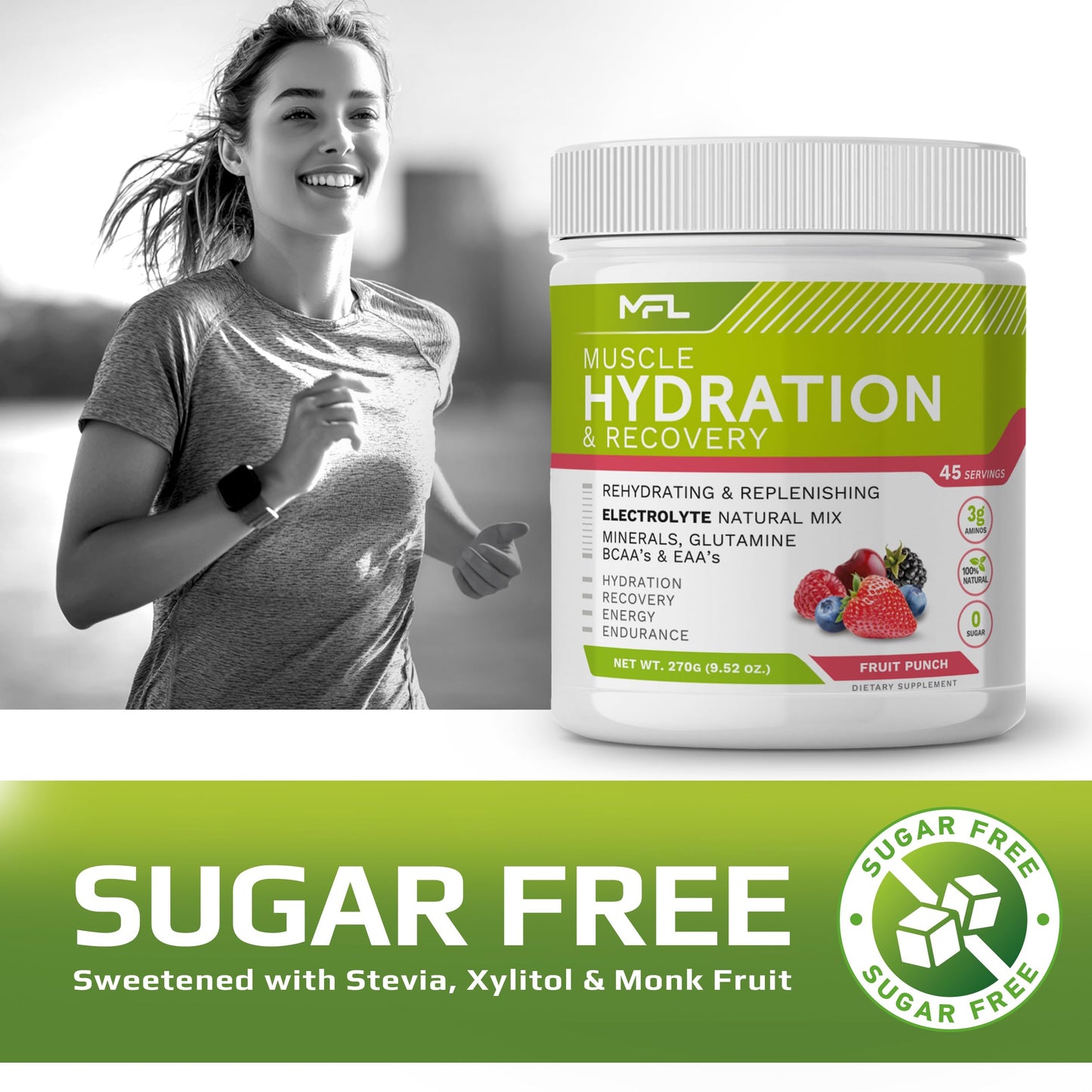 MUSCLE FOOD LABS Hydration and Electrolyte Recovery Mix Powder, 16 oz