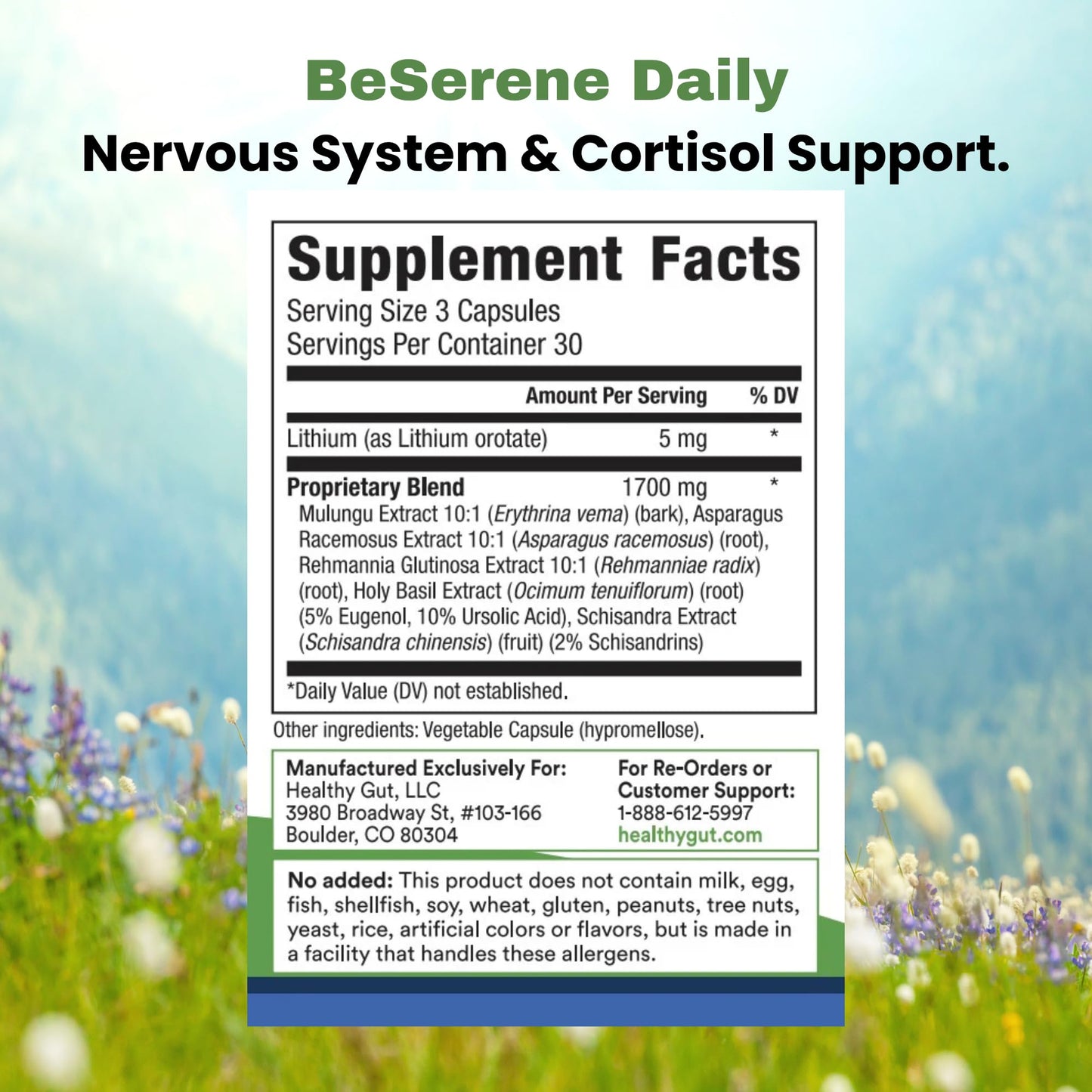 Healthy Gut BeSerene Daily Cortisol & Stress Support Capsules 90 Count