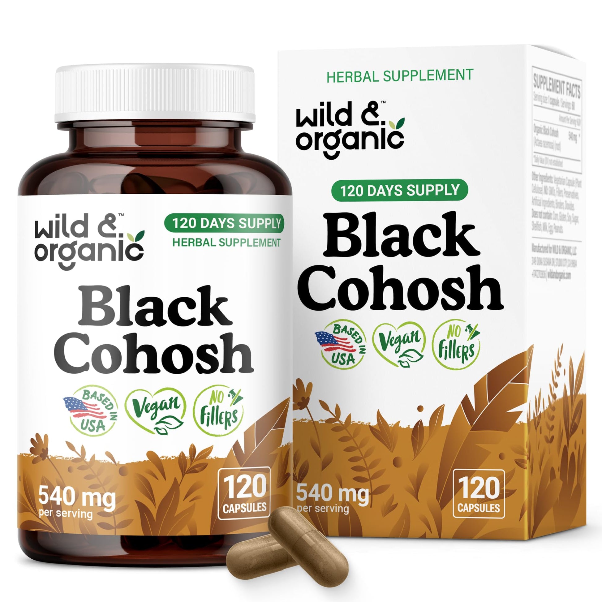Wild & Organic Black Cohosh 540 mg Capsules 120 Count