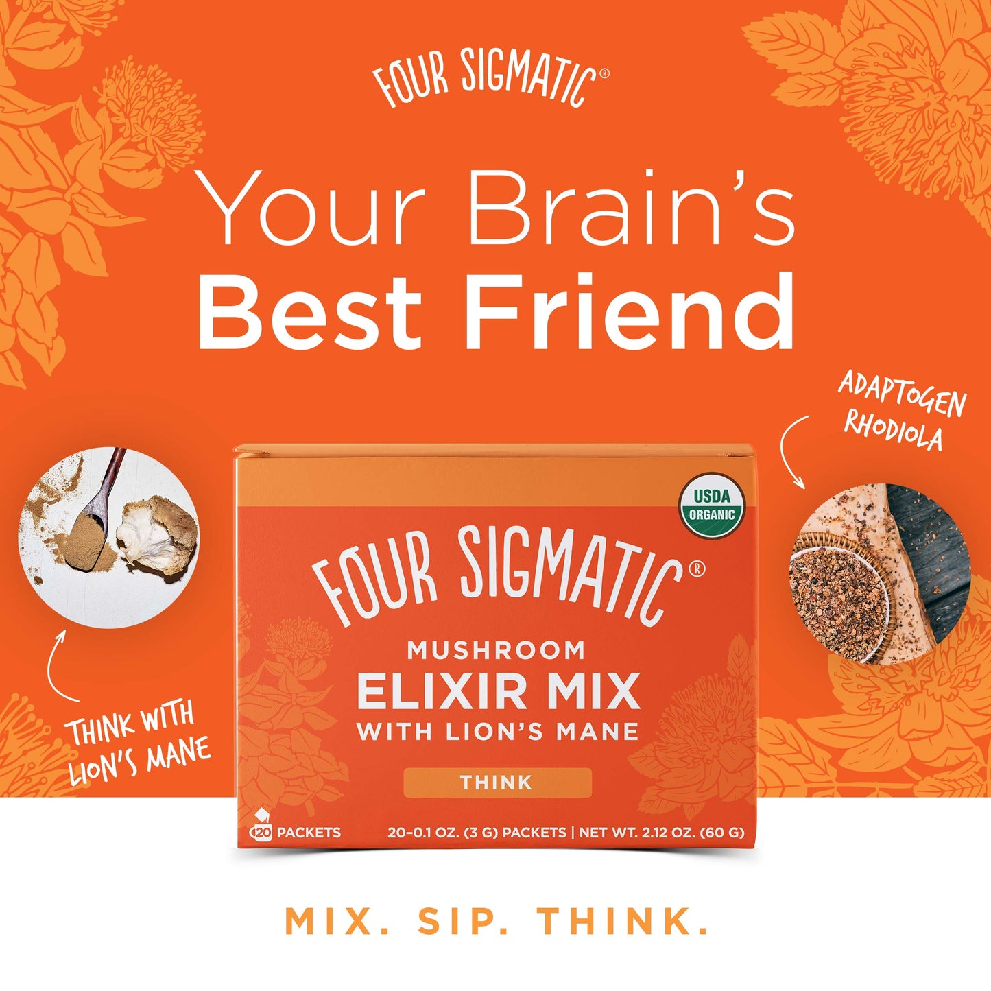 Four Sigma Foods Lion's Mane Mushroom Elixir with Organic Instant Coffee Powder 1