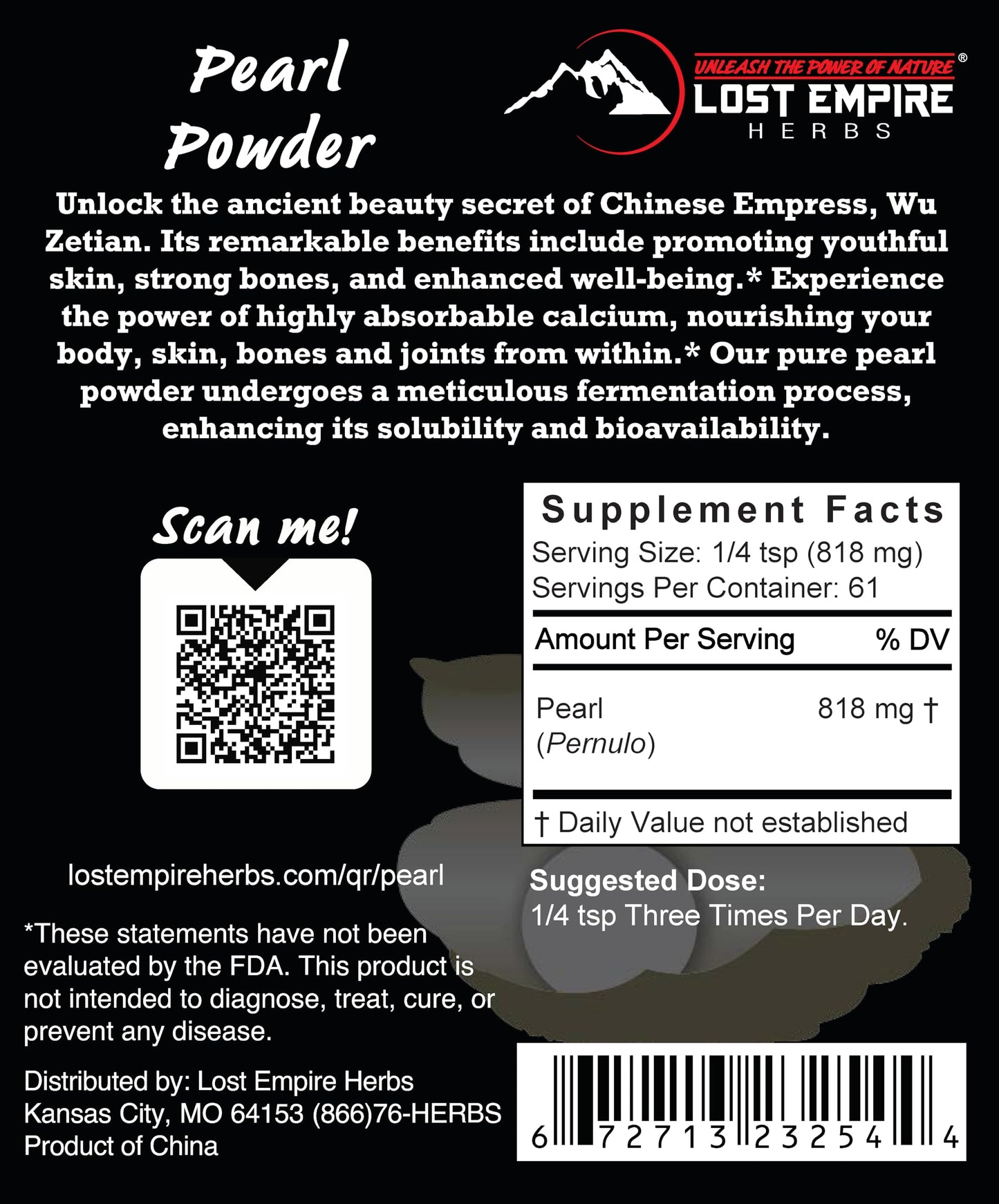 Lost Empire Herbs Pearl Powder Micronized & Fermented Powder 1.7637 Ounce