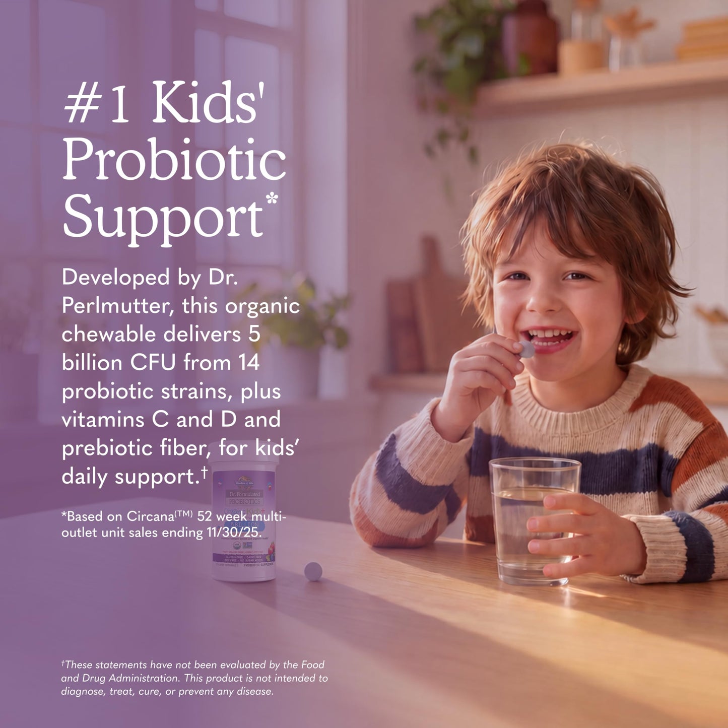 Garden of Life Dr. Formulated Probiotics Organic Kids+ Plus Vitamin C & D Chewables 30 Count