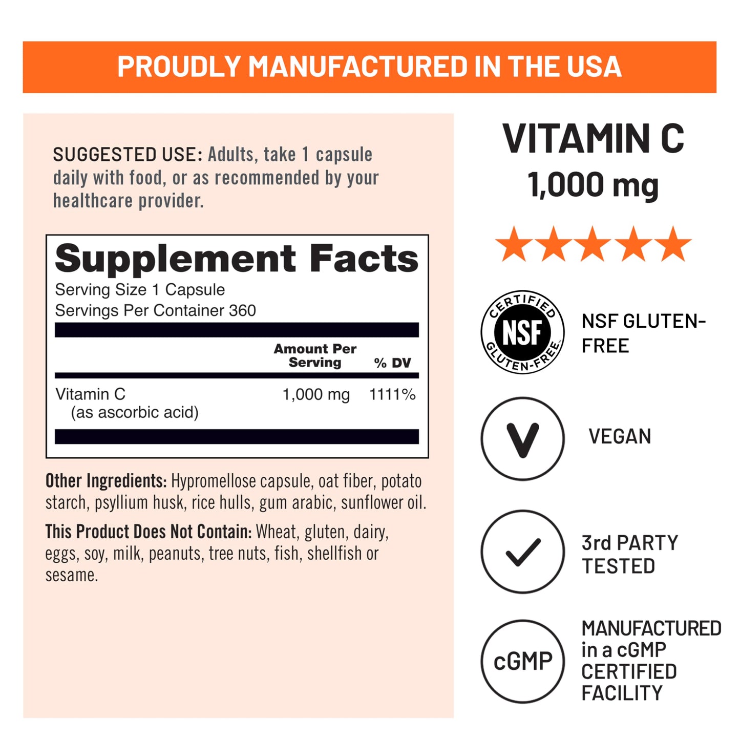 NatureWise Vitamin C 1000mg Capsules, Extra Strength Vegan, 360 Capsules