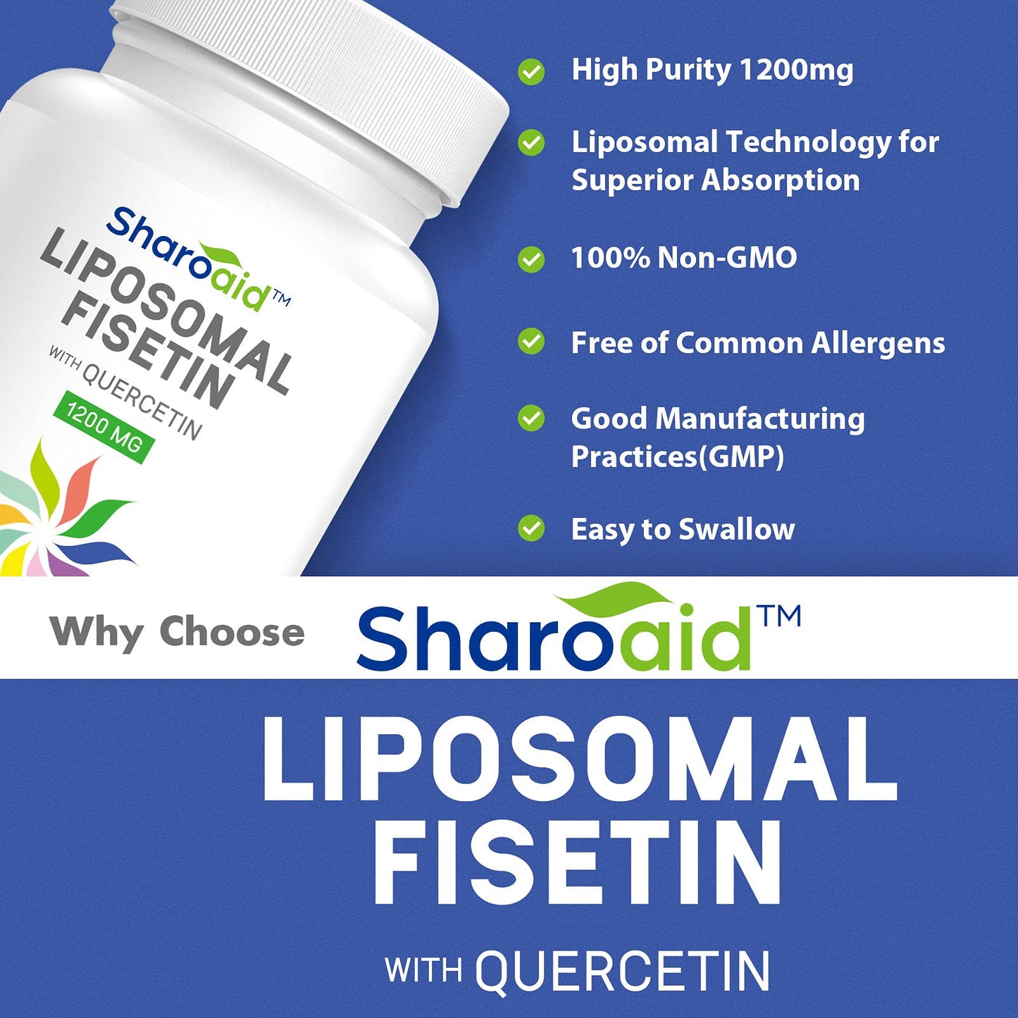 Sharoaid Liposomal Fisetin with Quercetin Supplements Softgels 240