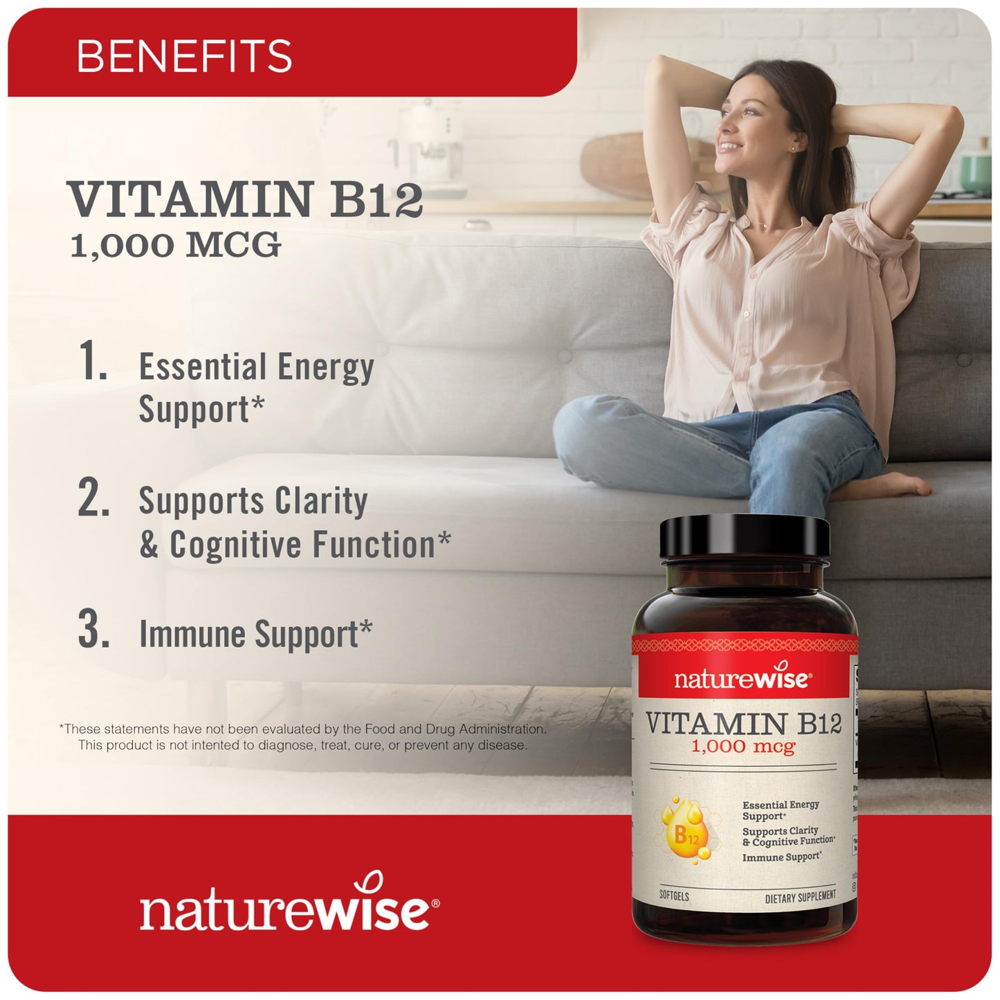 NatureWise Vitamin D3 2000IU Softgels 360 Count and Vitamin B12 1000mcg Softgels 60 Count