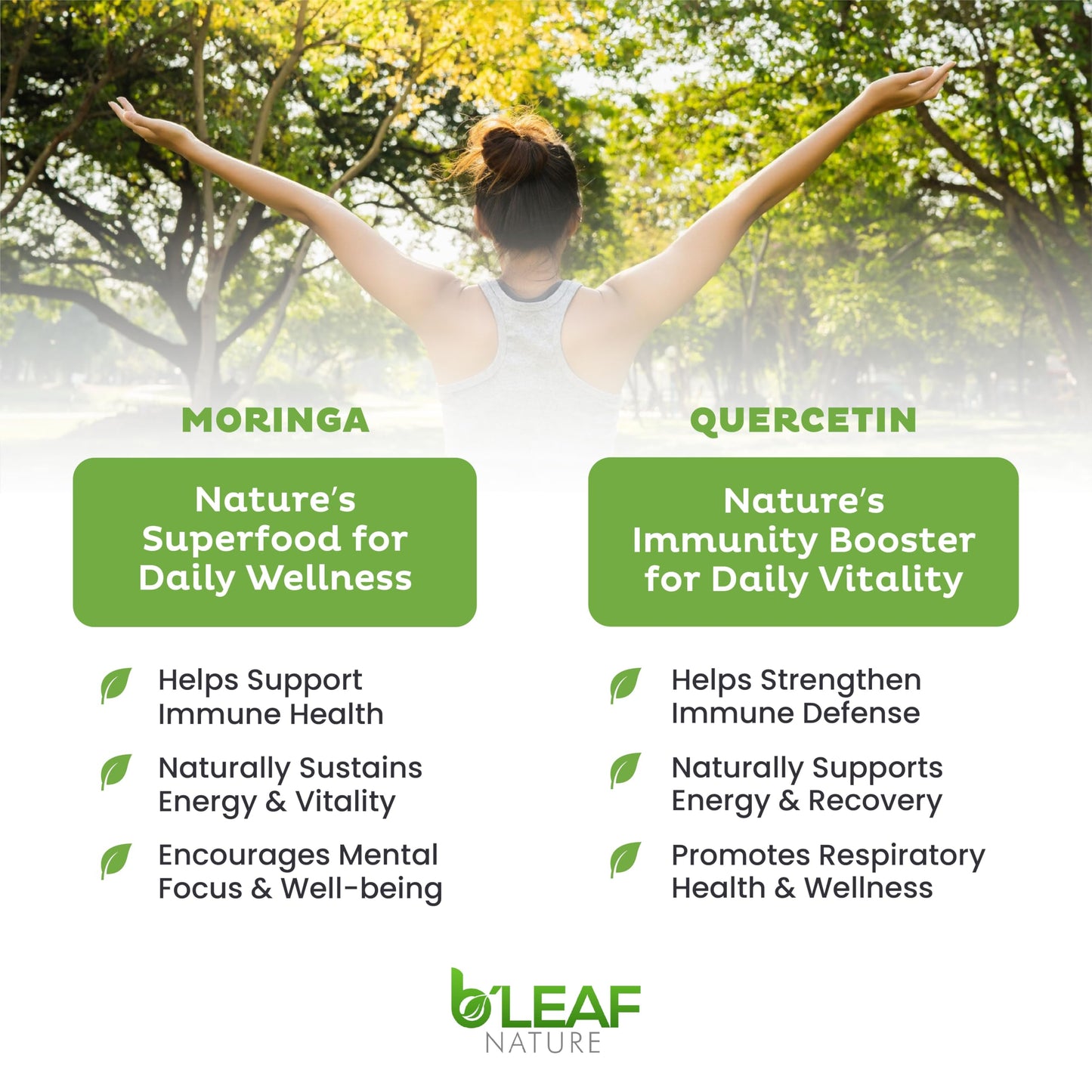 B'LEAF NATURE Moringa and Quercetin Bundle Capsules 210