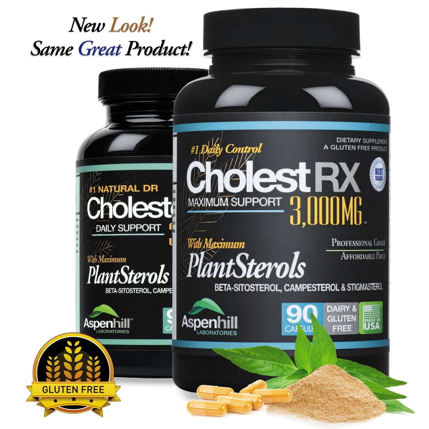Aspenhill Laboratories Triple Strength PhytoSterol Complex - CholestRX - Beta-Sitosterol - 3,000mg for Maximum Support, Gluten Free, 90 Capsules