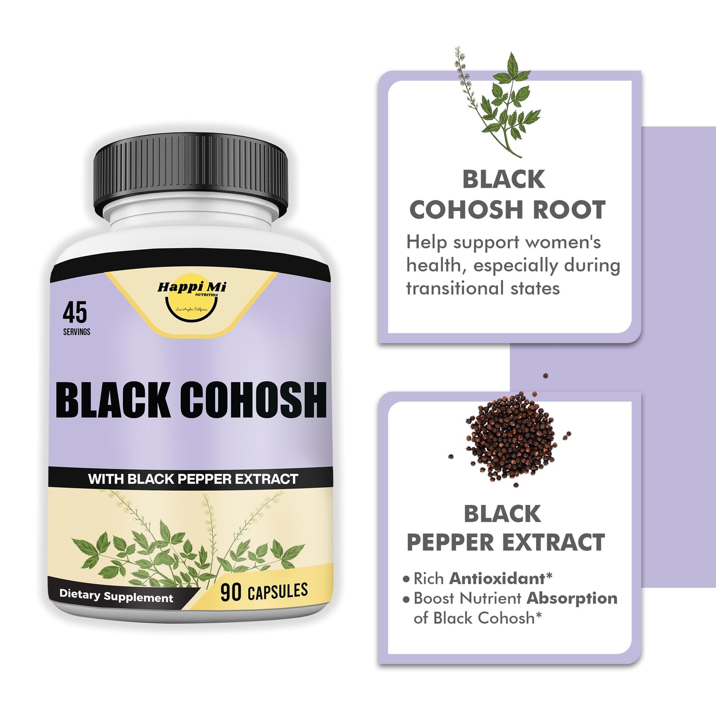 Happi Mi Nutrition Black Cohosh Capsules 90 Count