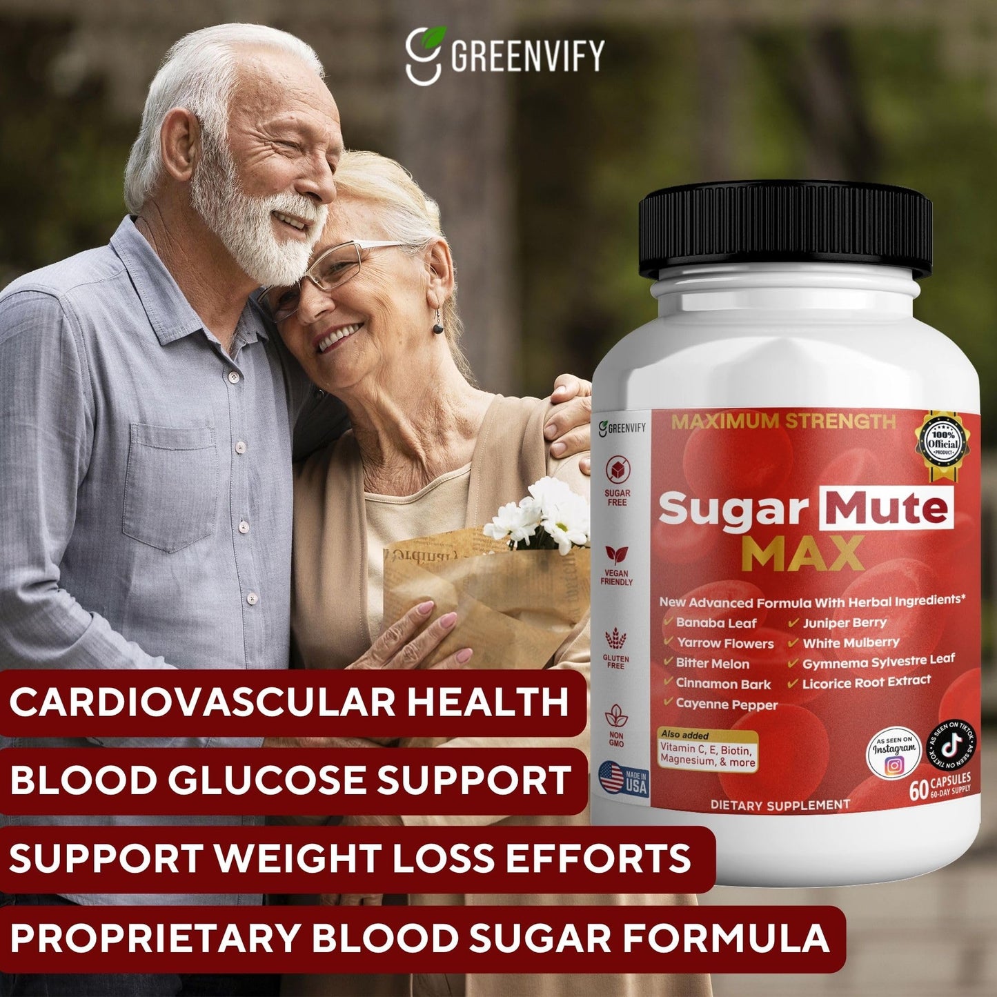 GREENVIFY Sugar Mute Max Blood Sugar Support Capsule, 60 Count