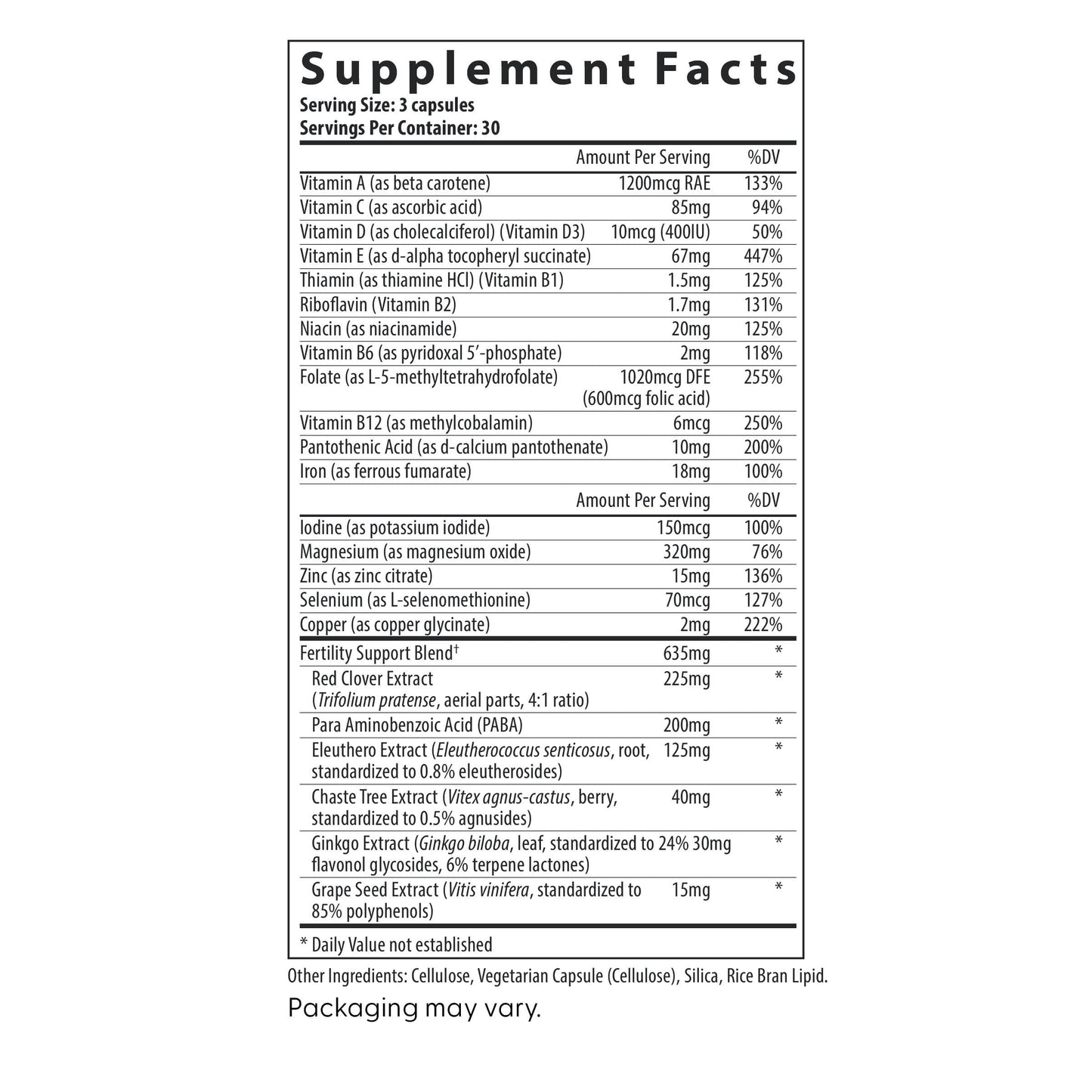 Fairhaven Health FertilAid for Women Prenatal Vitamin Fertility Supplement Capsules, 90 Count