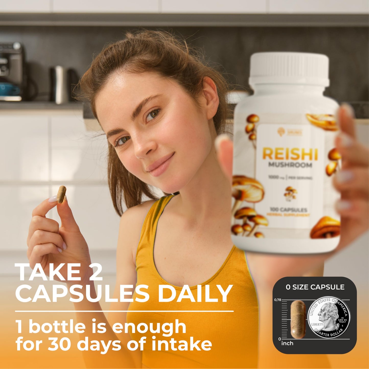 SIRUNES Reishi Mushroom Capsules 100 Count