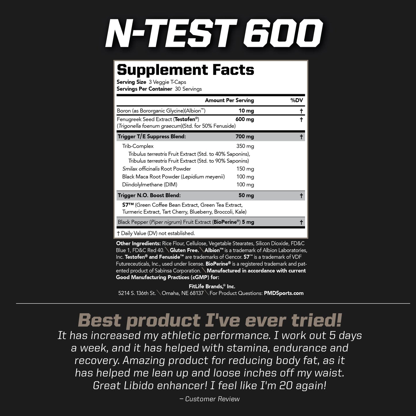 PMD Sports N-Test 600 Advanced Nitric Oxide Support Capsules, 90 Capsules