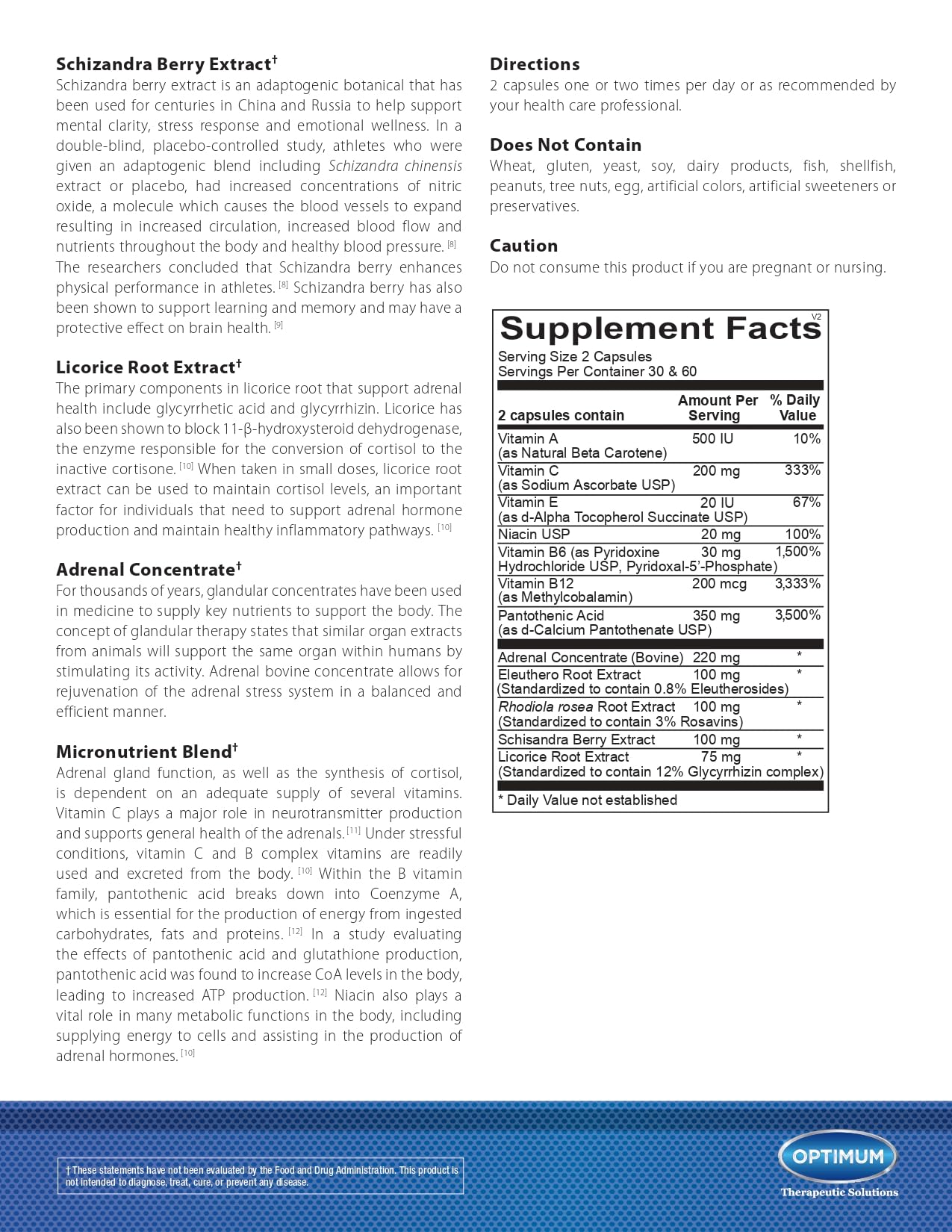 Optimum Therapeutic Solutions AdrenaLift Capsule, 60 Capsules