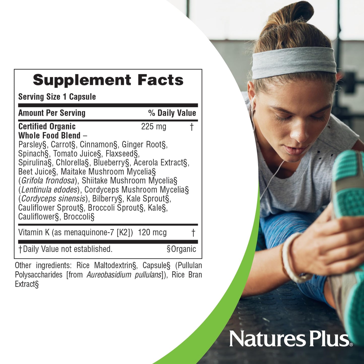 NaturesPlus Source of Life Garden Vitamin K2 Capsules, 60 Count