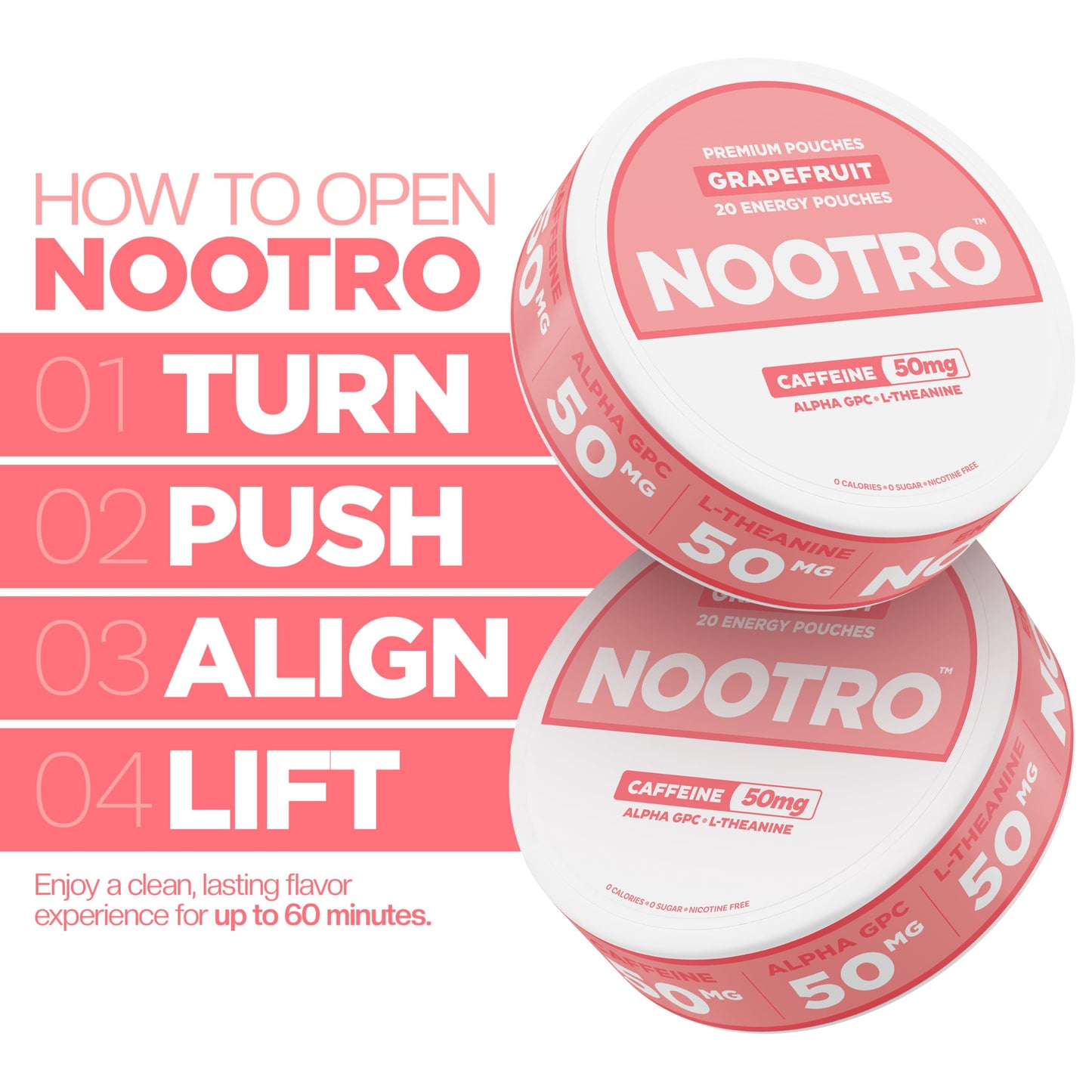 Nootro Caffeine Nootropic Caplets 1 Count