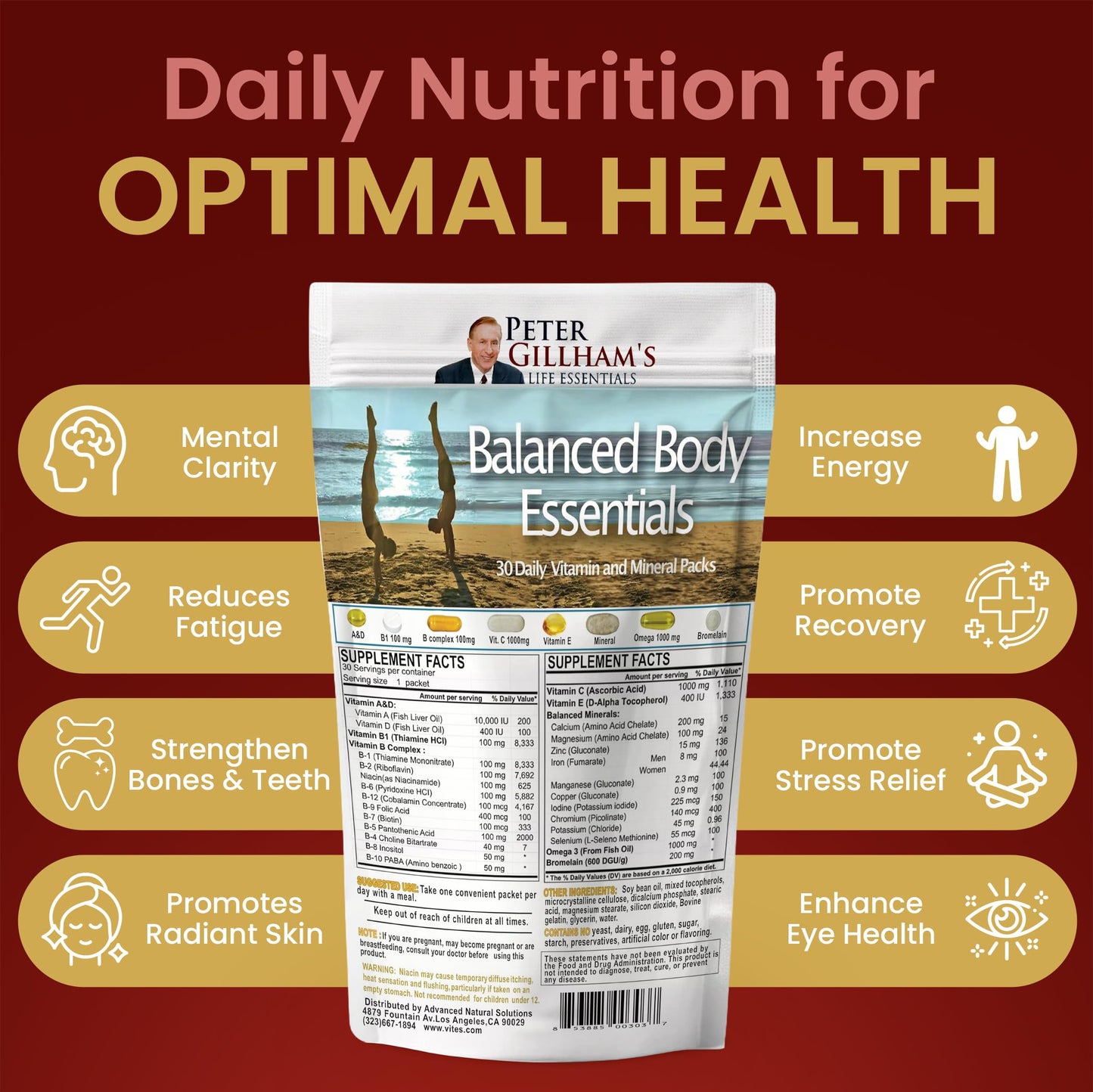 Peter's Choice Balanced Body Essentials Daily Multivitamins & Minerals Sealed Packet 30 Pack