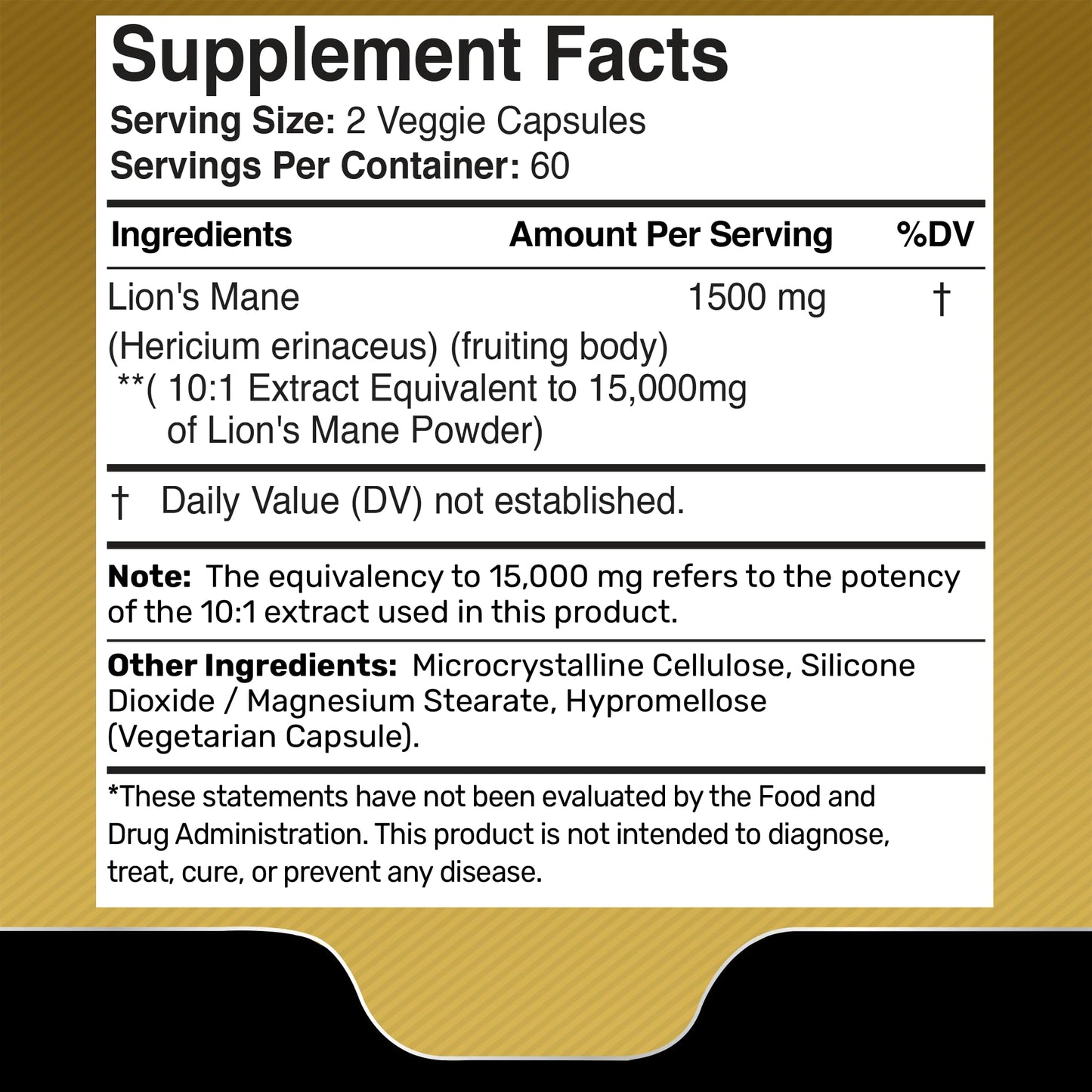 WELLNESS LABSRX Lions Mane Mushroom Supplement Capsules, 120 Count