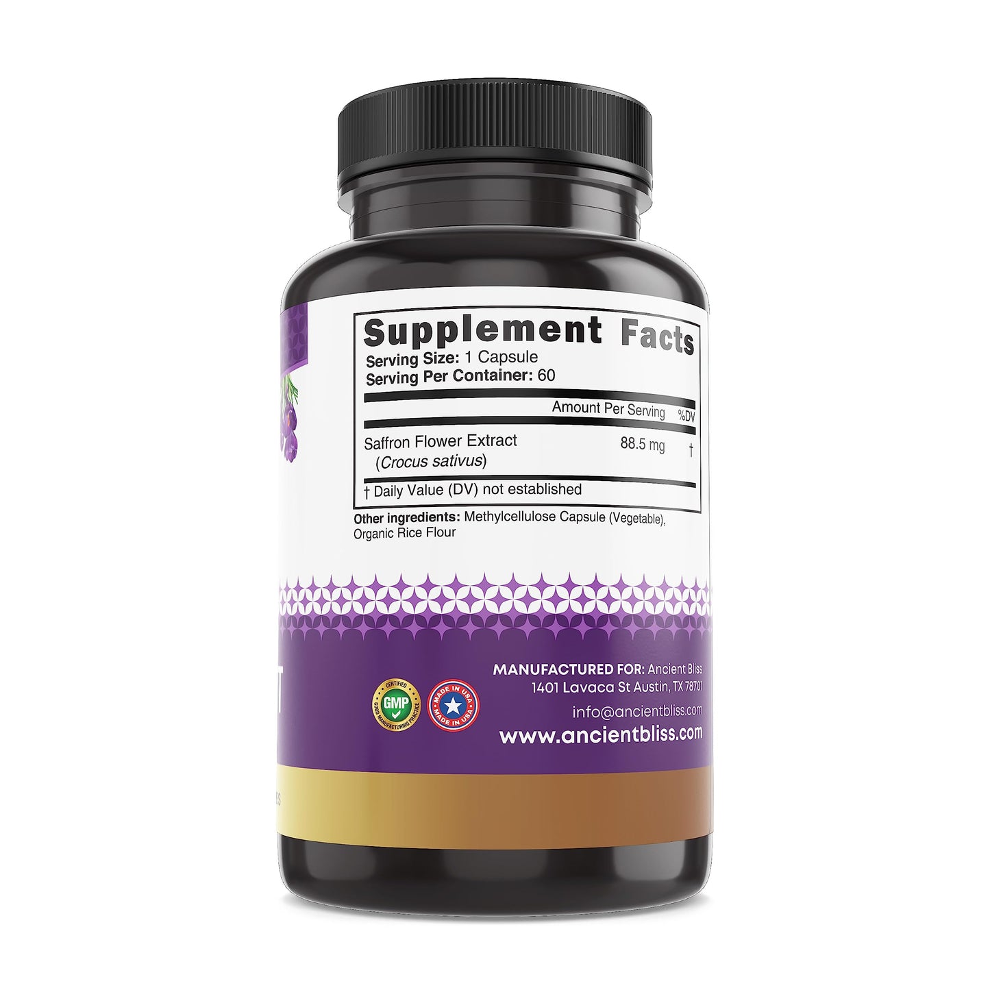 Ancient Bliss Saffron Extract Capsules, 60 Capsules