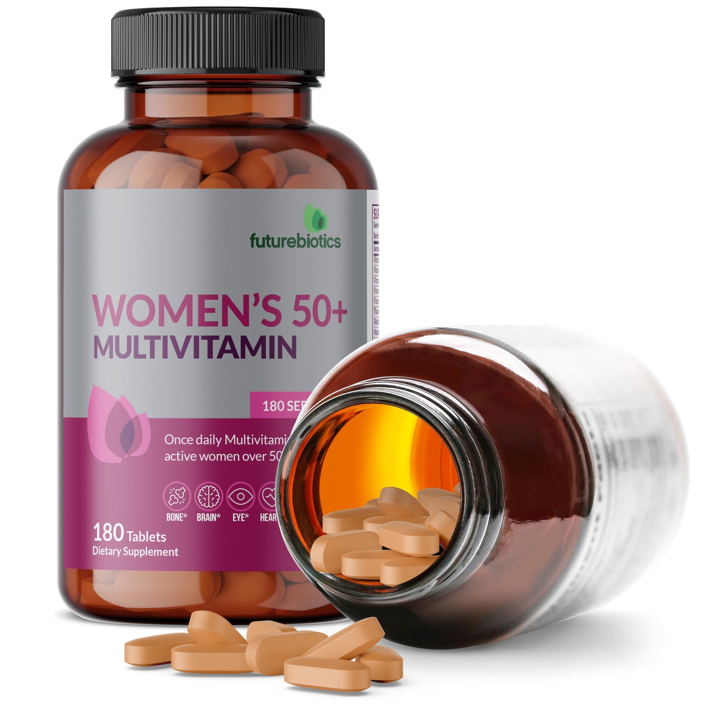 Futurebiotics Women's 50+ Multivitamin Once Daily Multivitamin for Active Women Over 50 Tablets, 180 Count