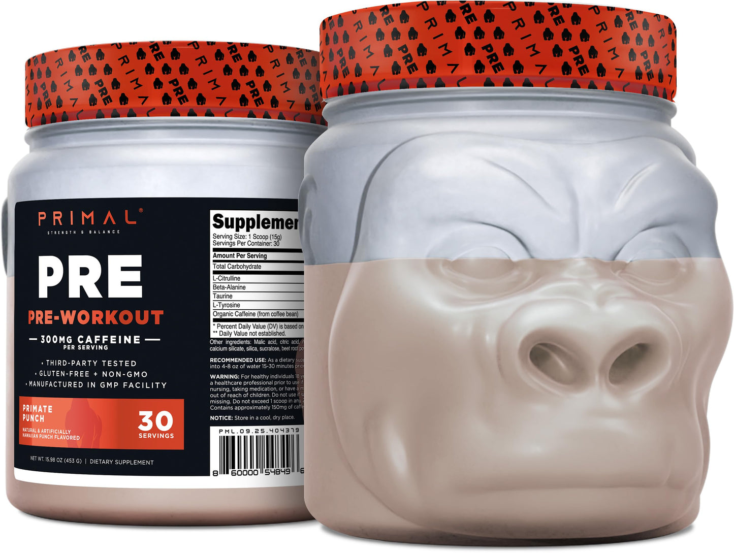 Primal Pre-Workout Primate Punch Powder, 15.98 oz