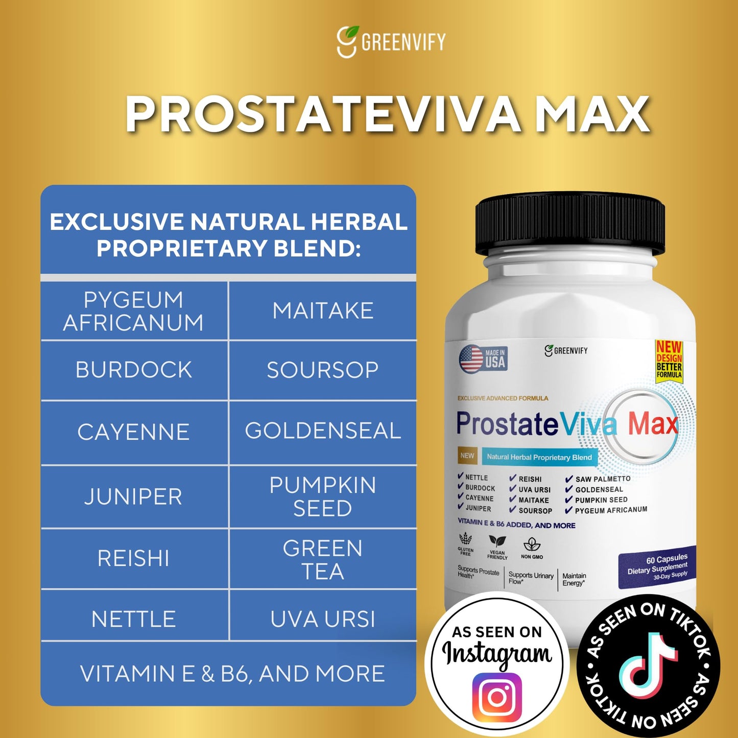 GREENVIFY ProstateViva Max Supplements for Men 120 Capsules