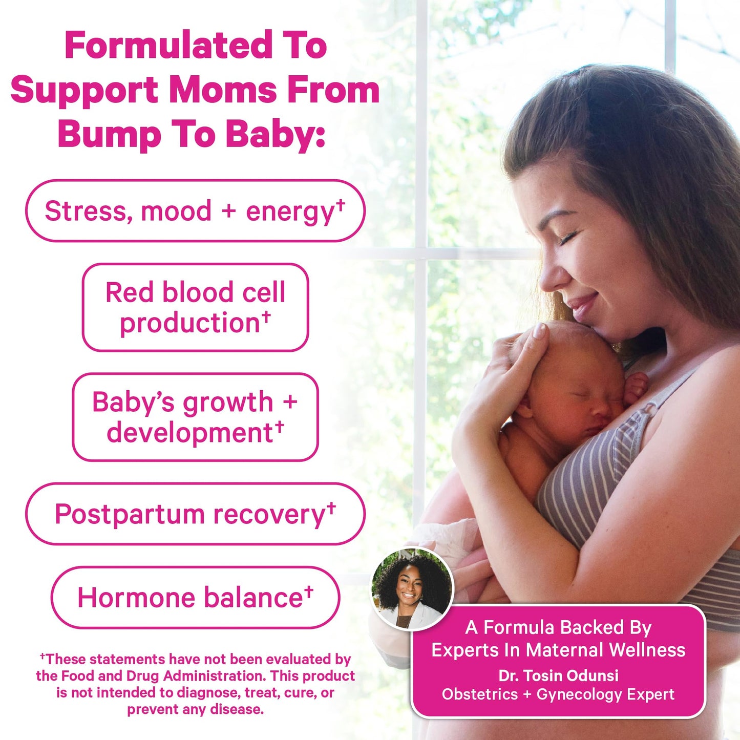 Pink Stork Fertility + Prenatal + Postnatal Gummy Vitamins – Full Motherhood Journey Support – Multivitamin with Folate, B Vitamins, Zinc & Biotin – Postpartum Essentials, 60 Gummies