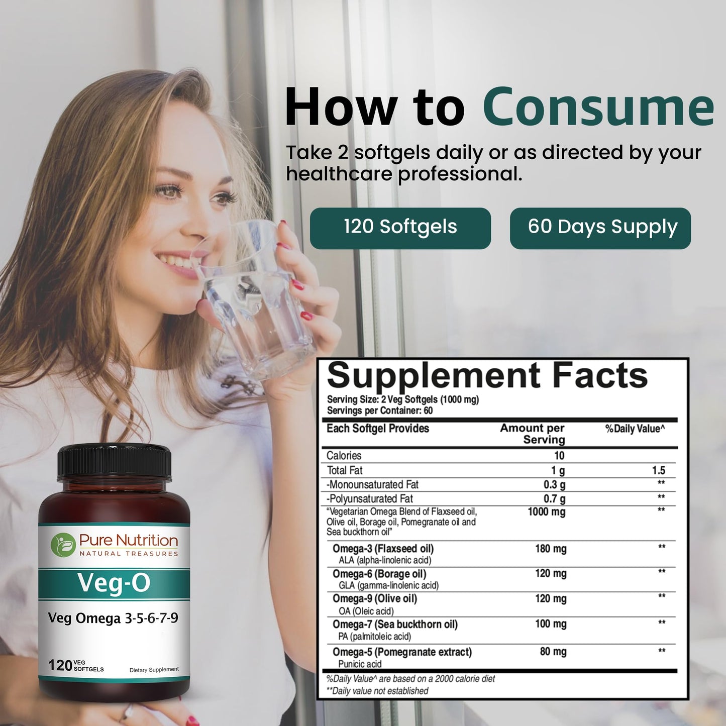 Pure Nutrition Natural Treasures Vegan Omega 3-5-6-7-9 Softgels 120
