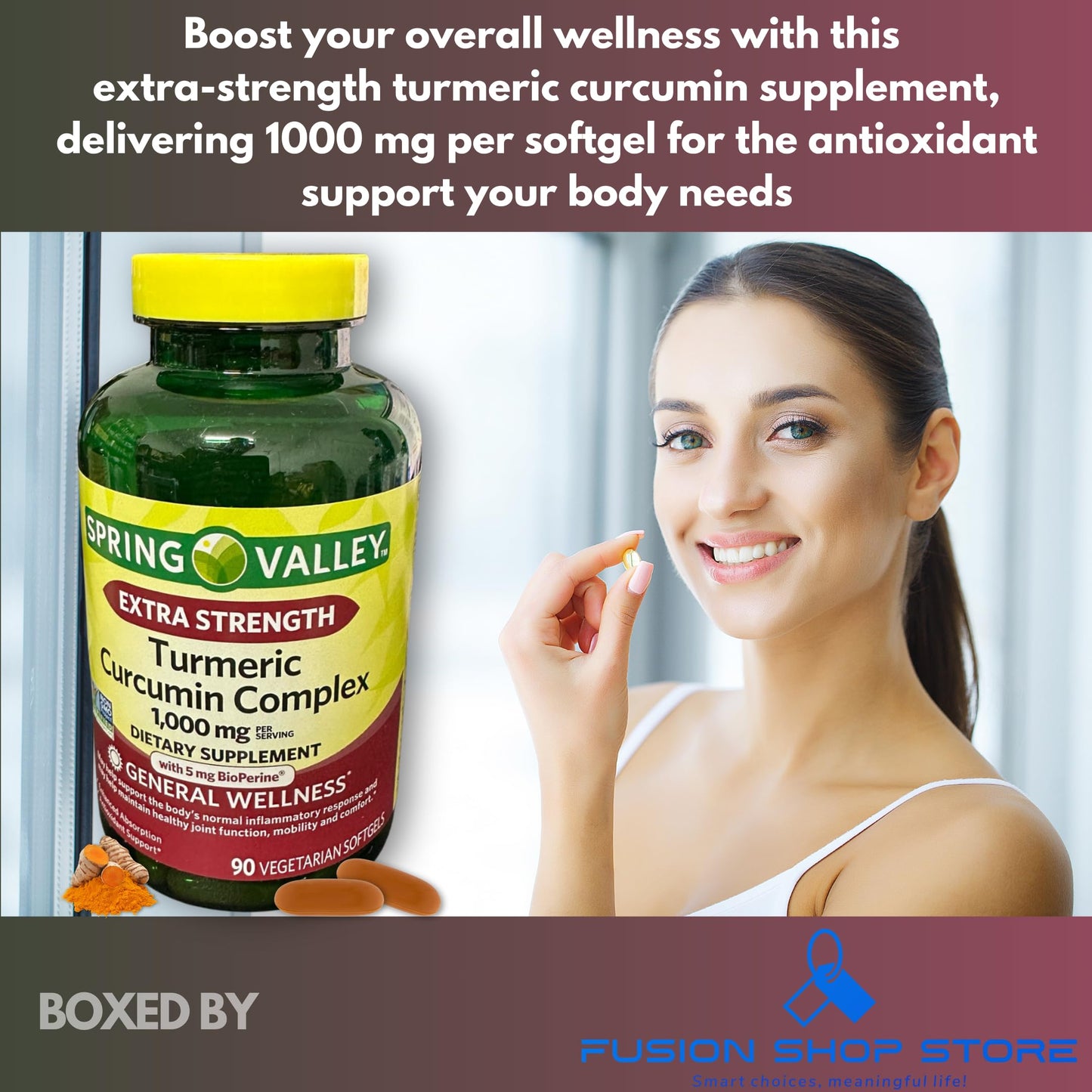 Fusion Shop Store Turmeric Curcumin 1000 mg Complex Extra Strength Softgels 90 Count