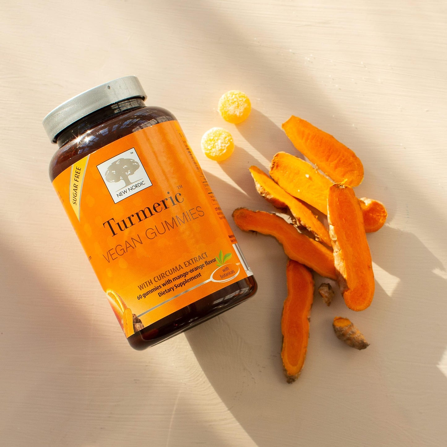 NEW NORDIC Turmeric Curcumin Gummies 300 mg Turmeric, Sugar Free, 60 Gummies