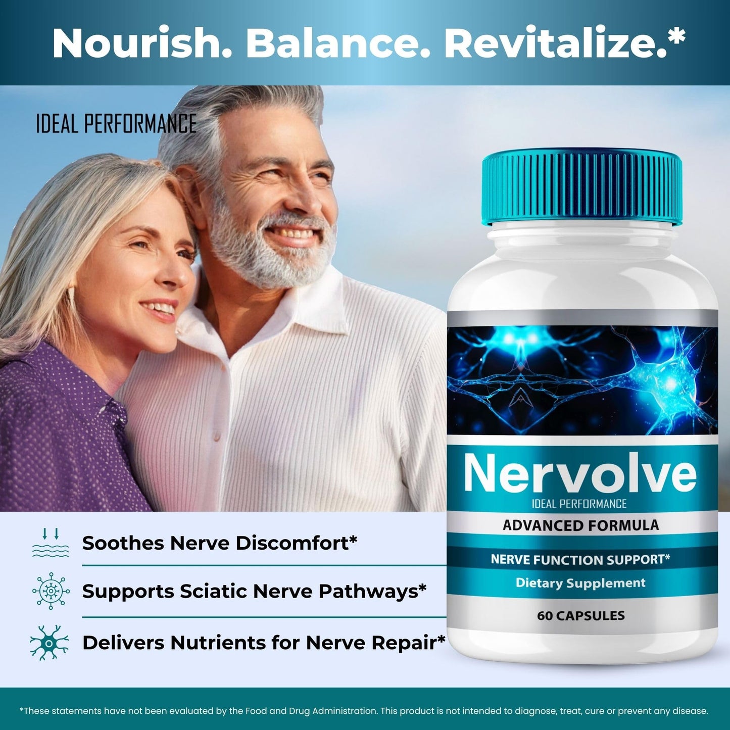 IDEAL PERFORMANCE Nervolve Advanced Nerve Health Supplement Capsules, 60 Count