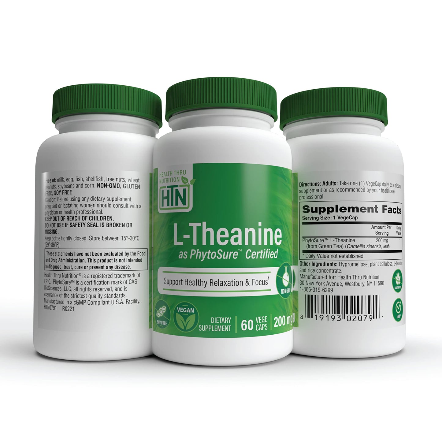 Health Thru Nutrition L-Theanine 200mg Softgels, 60 Count