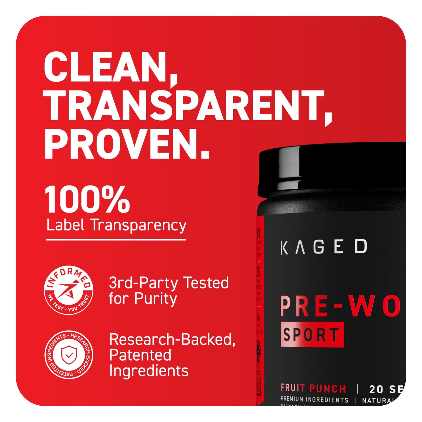 Kaged Sport Pre Workout Powder 10 Servings