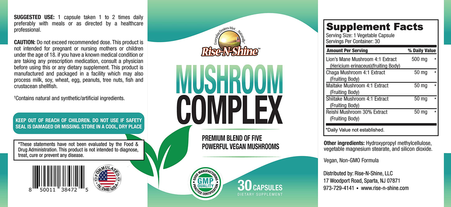 Rise-N-Shine Mushroom Complex Capsule, 30 Capsules