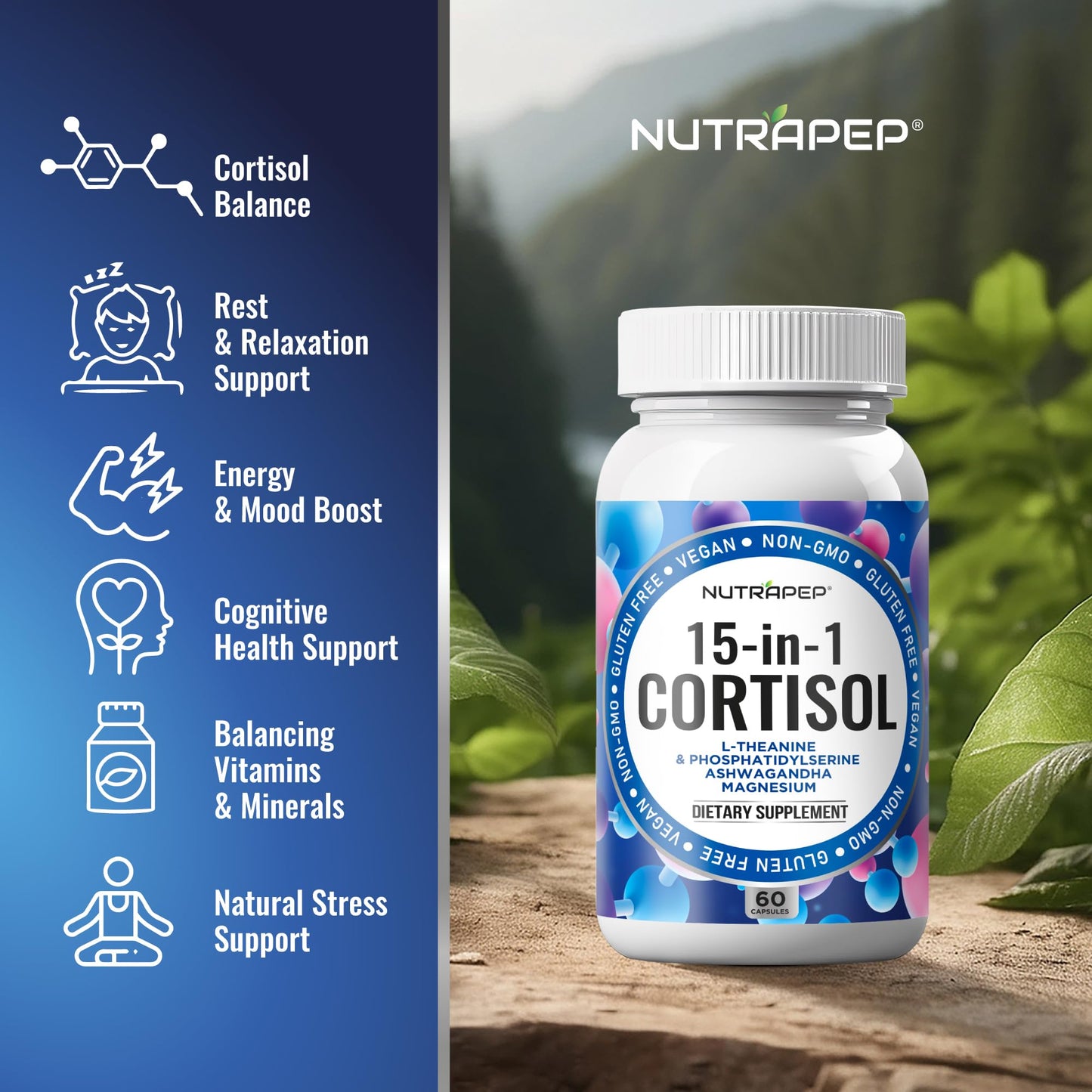 NutraPep Cortisol Detox Supplement Capsule 60 Count
