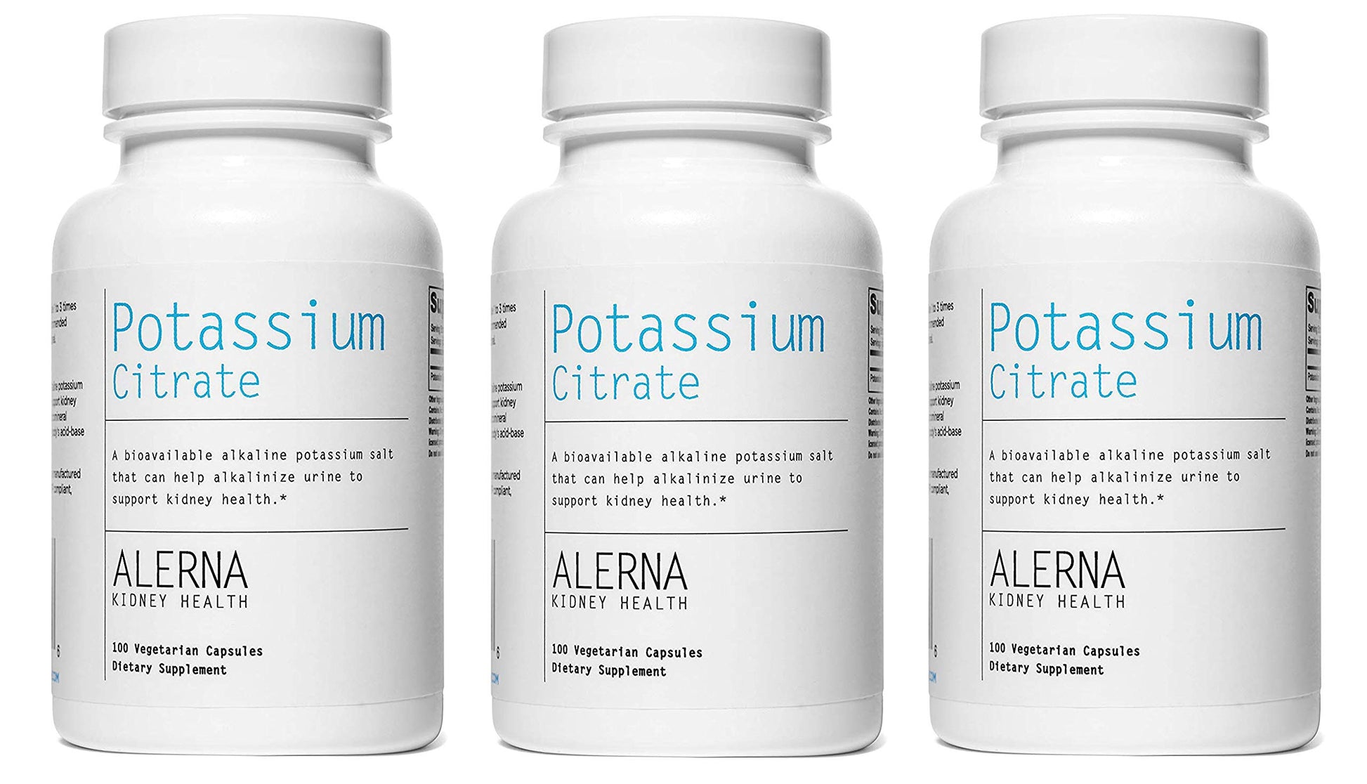 Alerna Kidney Health Potassium Citrate 99 mg Dietary Supplement – Potassium Mineral Supplement for Electrolyte Balance and Normal pH Support Capsules, Pack of 3